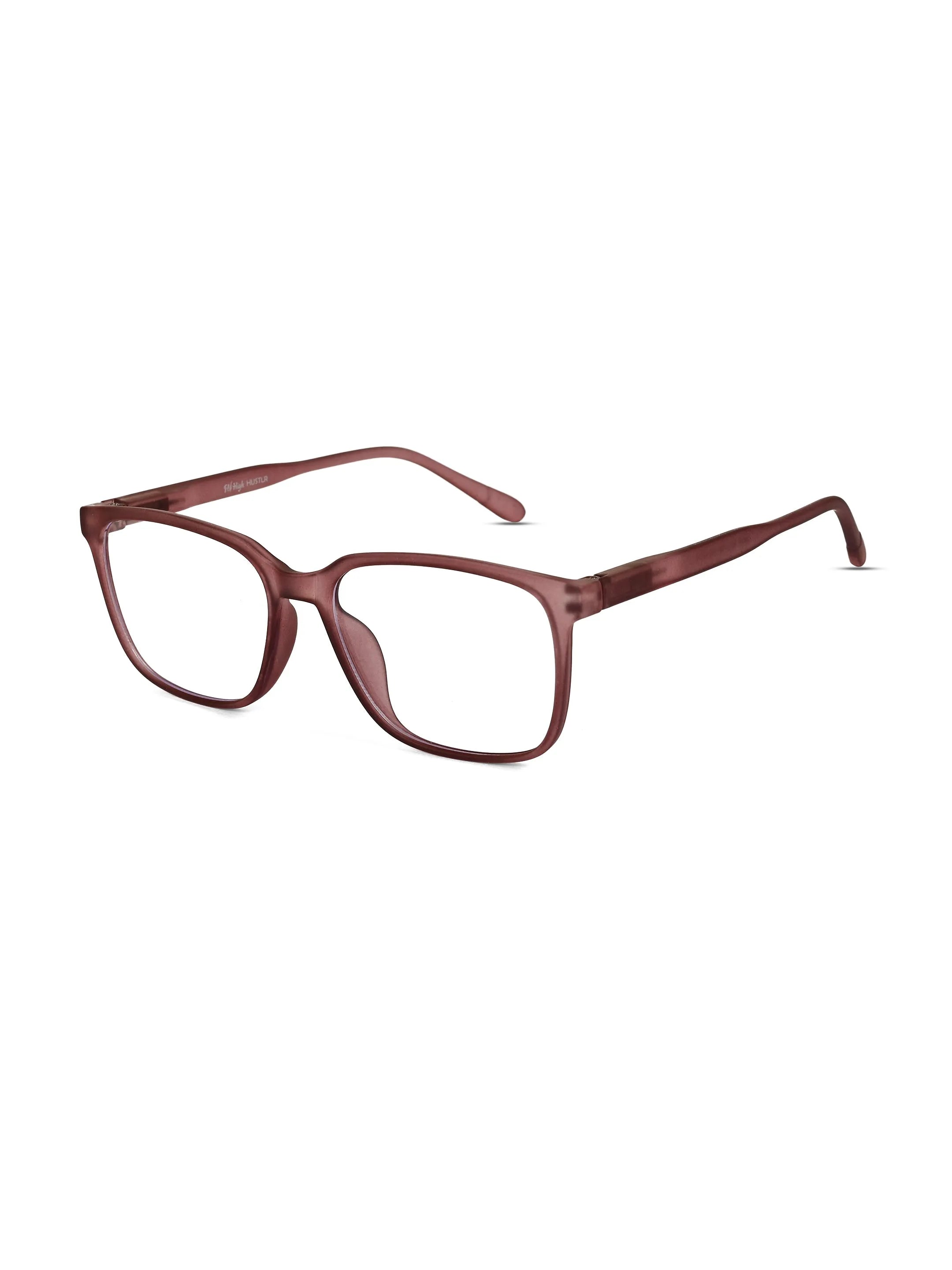 Focusly | Transparent Mate Maroon Medium Full Rim RECTANGLE Computer Glasses for Men & Women [Blue Block]