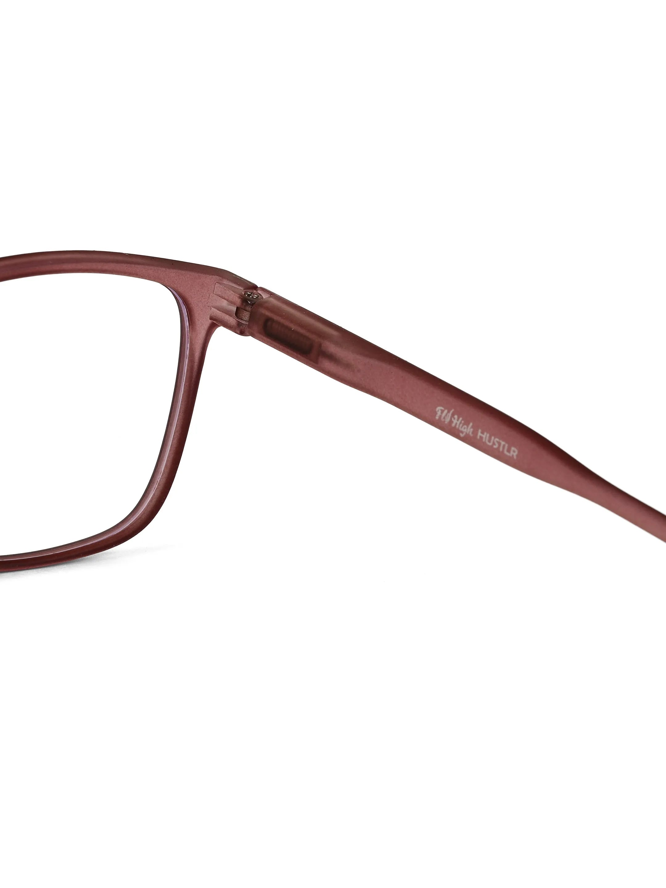 Focusly | Transparent Mate Maroon Medium Full Rim RECTANGLE Computer Glasses for Men & Women [Blue Block]
