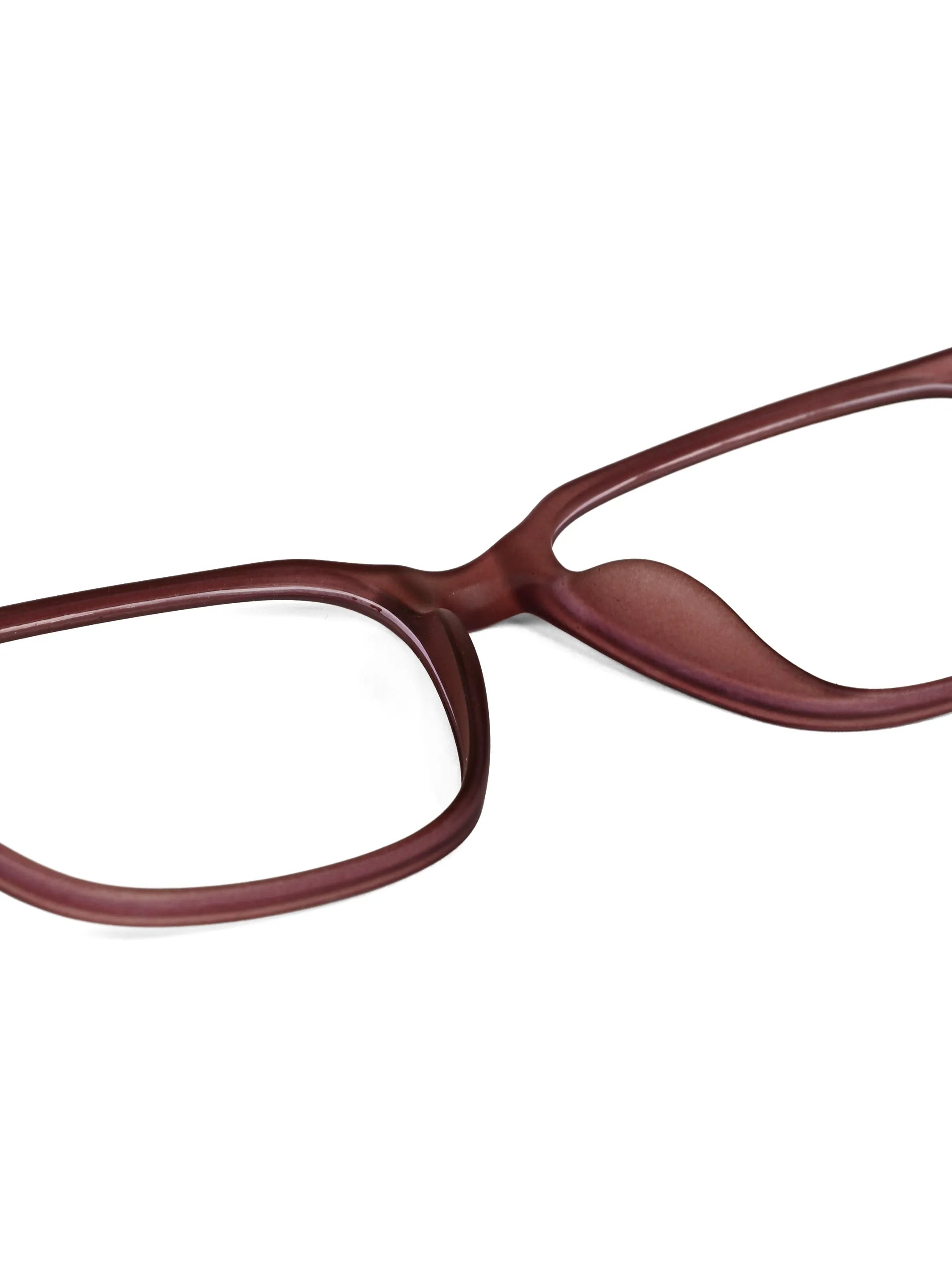 Focusly | Transparent Mate Maroon Medium Full Rim RECTANGLE Computer Glasses for Men & Women [Blue Block]