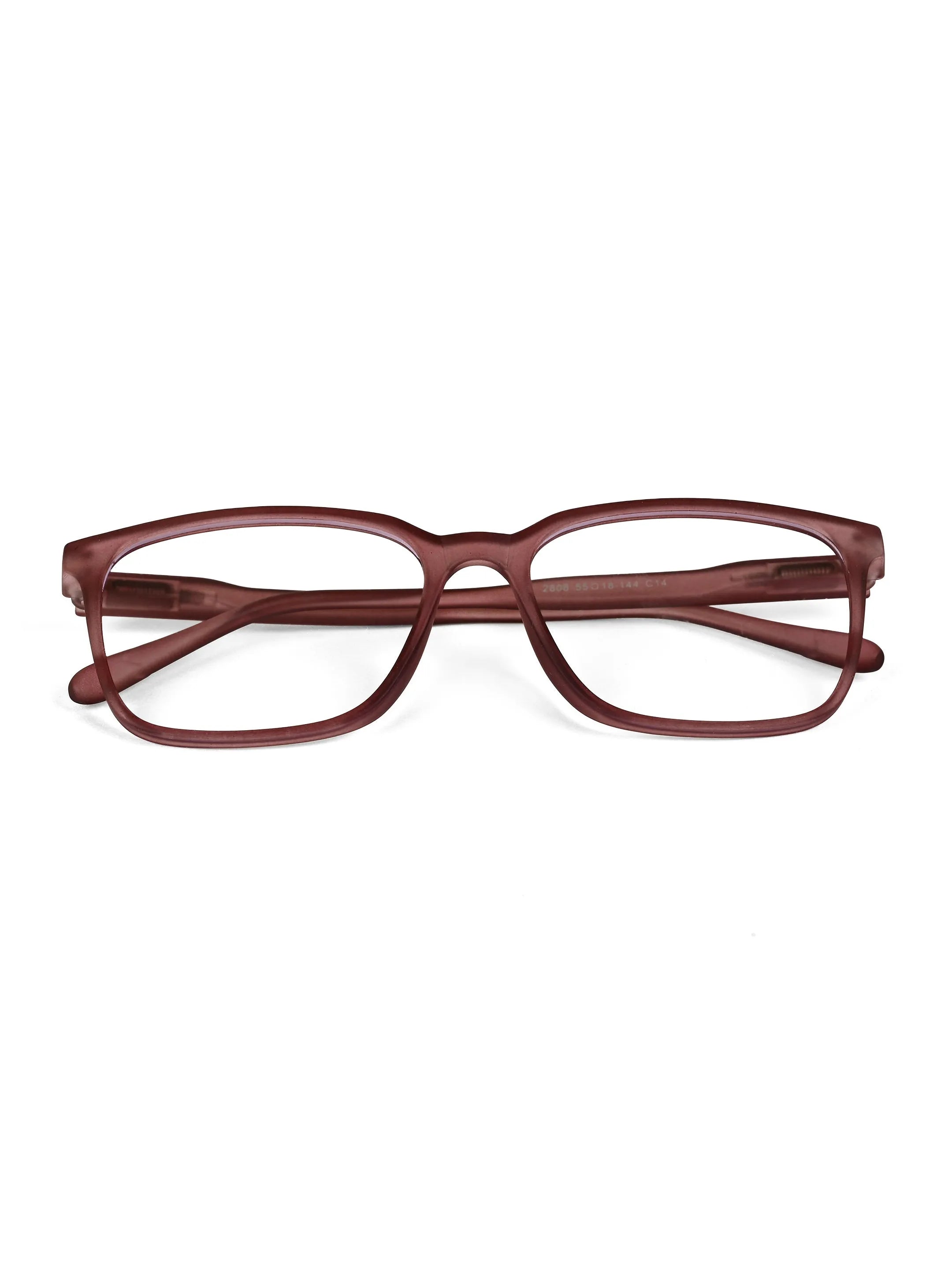 Focusly | Transparent Mate Maroon Medium Full Rim RECTANGLE Computer Glasses for Men & Women [Blue Block]