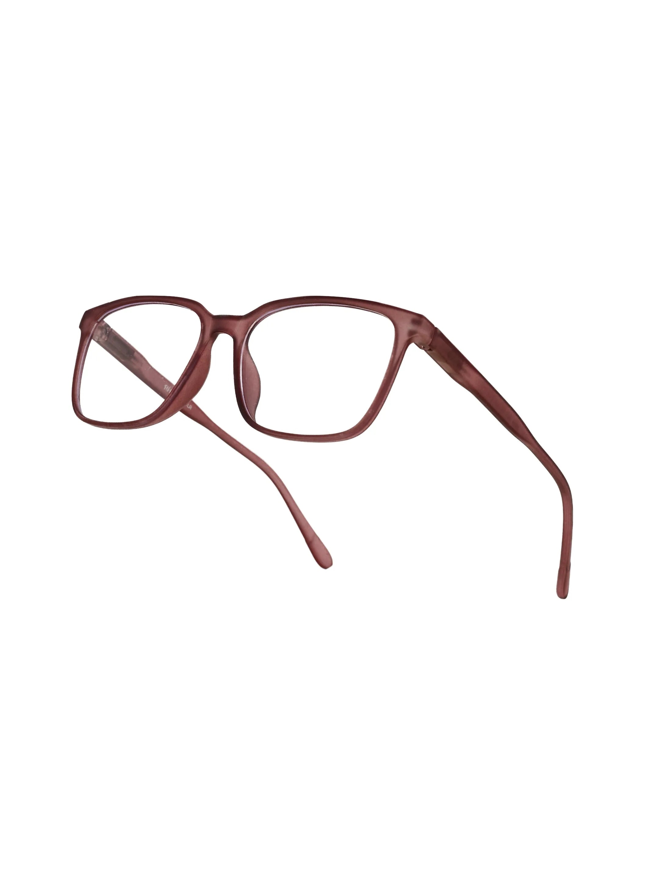 Focusly | Transparent Mate Maroon Medium Full Rim RECTANGLE Computer Glasses for Men & Women [Blue Block]