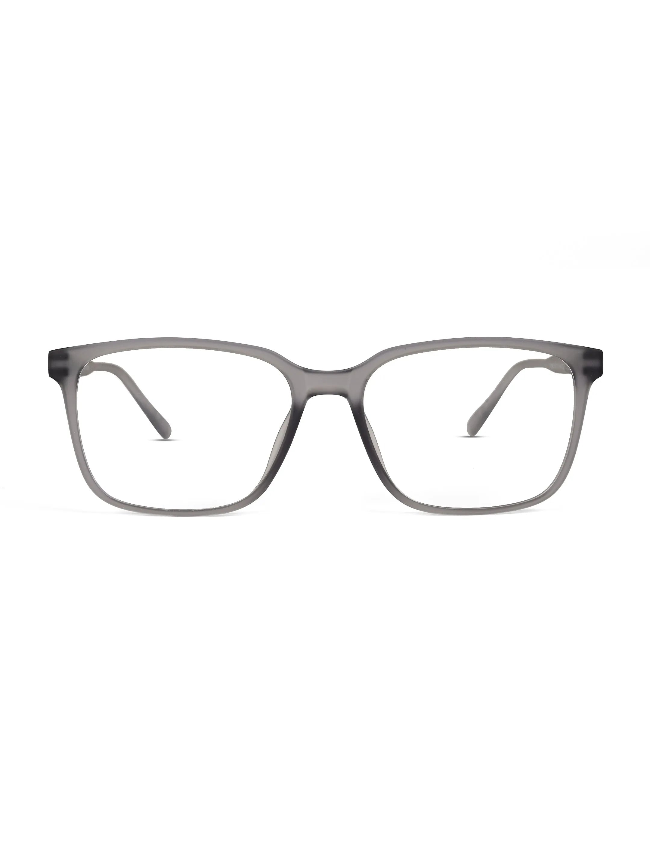 Focusly | Transparent Smoke Medium Full Rim RECTANGLE Computer Glasses for Men & Women [Blue Block]