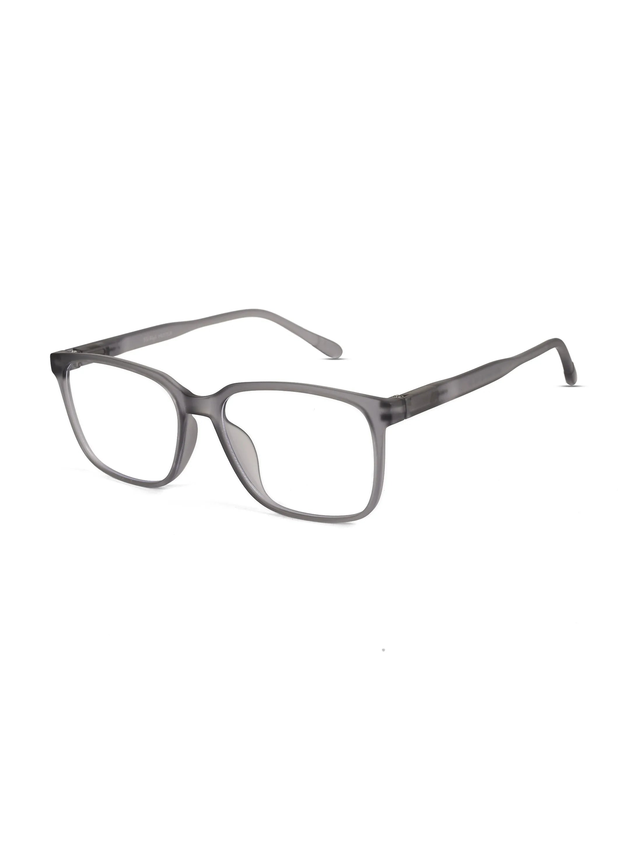 Focusly | Transparent Smoke Medium Full Rim RECTANGLE Computer Glasses for Men & Women [Blue Block]