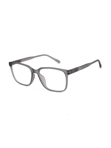 Focusly | Transparent Smoke Medium Full Rim RECTANGLE Computer Glasses for Men & Women [Blue Block]