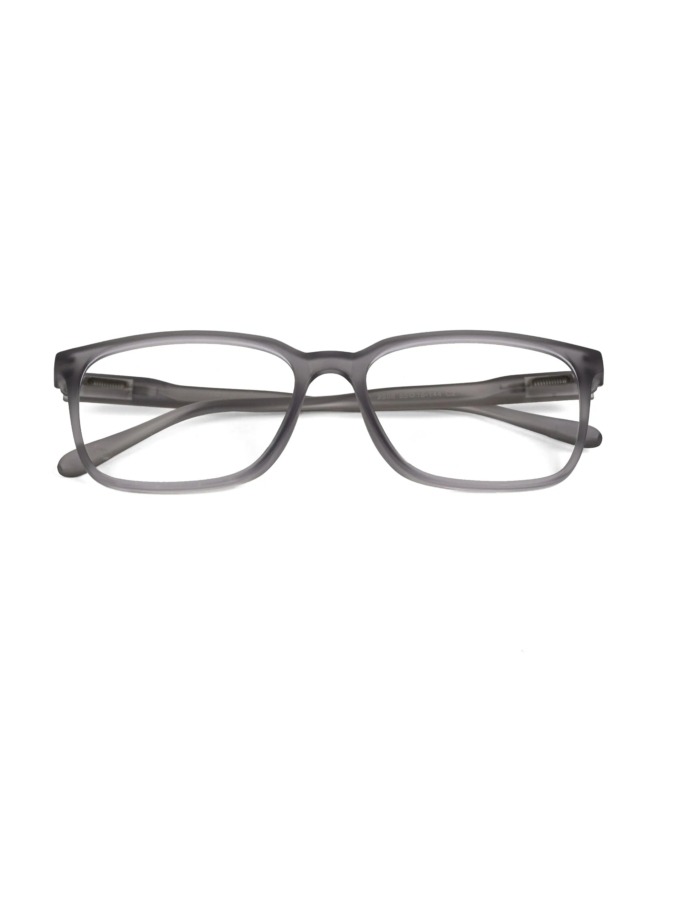 Focusly | Transparent Smoke Medium Full Rim RECTANGLE Computer Glasses for Men & Women [Blue Block]