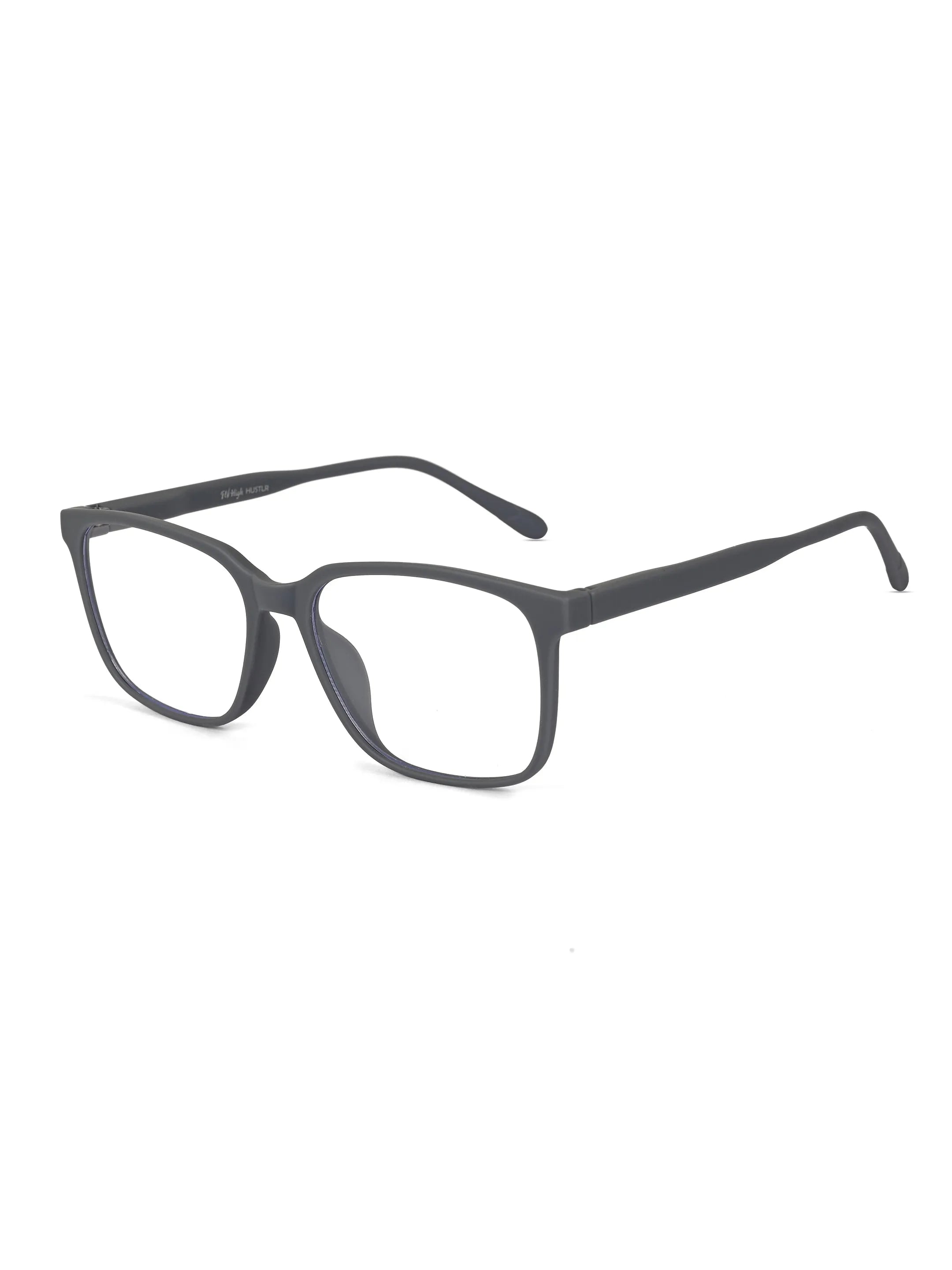 Focusly | Grey Medium Full Rim RECTANGLE Computer Glasses for Men & Women [Blue Block]