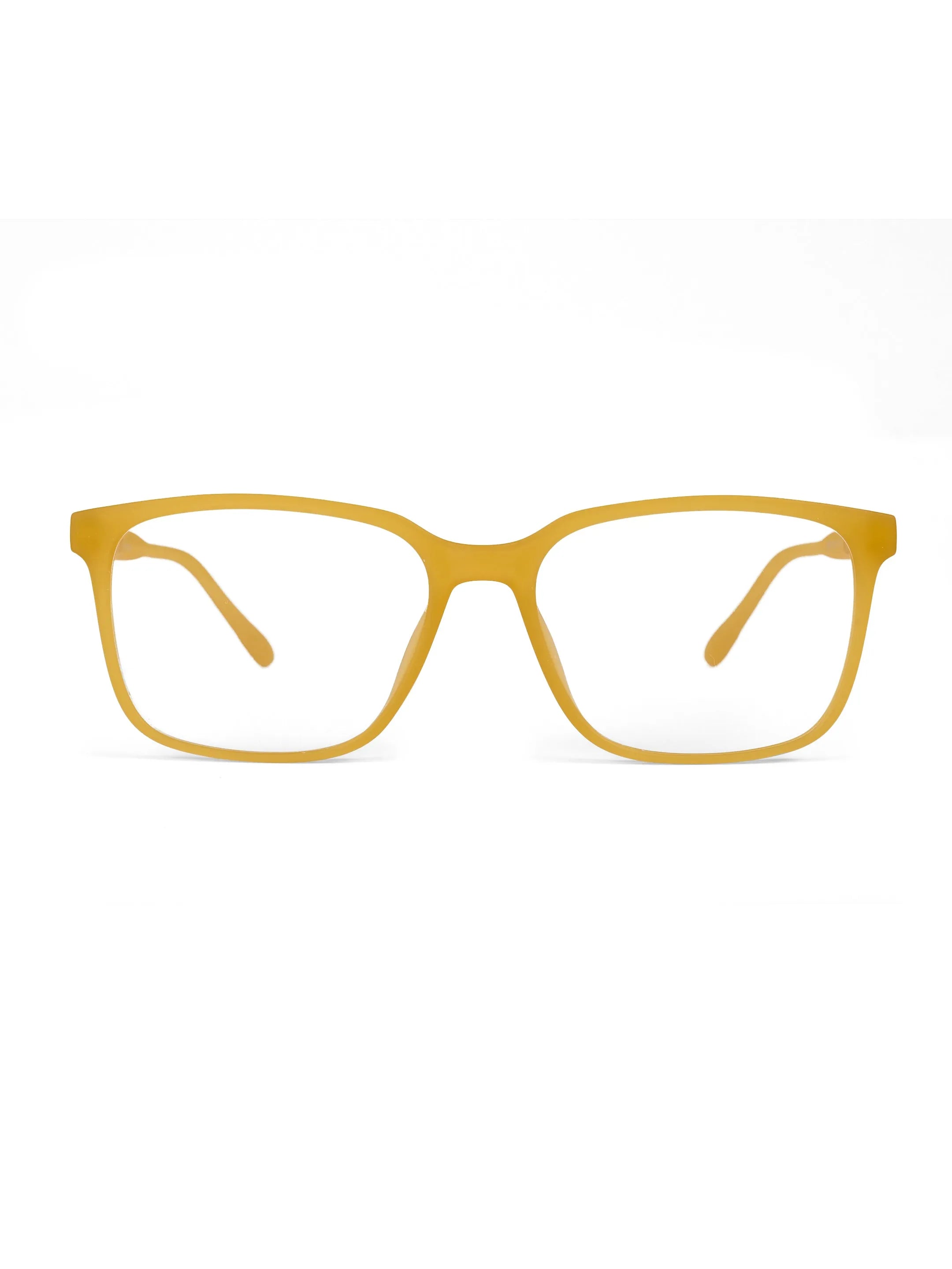 Focusly | Transparent Orange Medium Full Rim RECTANGLE Computer Glasses for Men & Women [Blue Block]