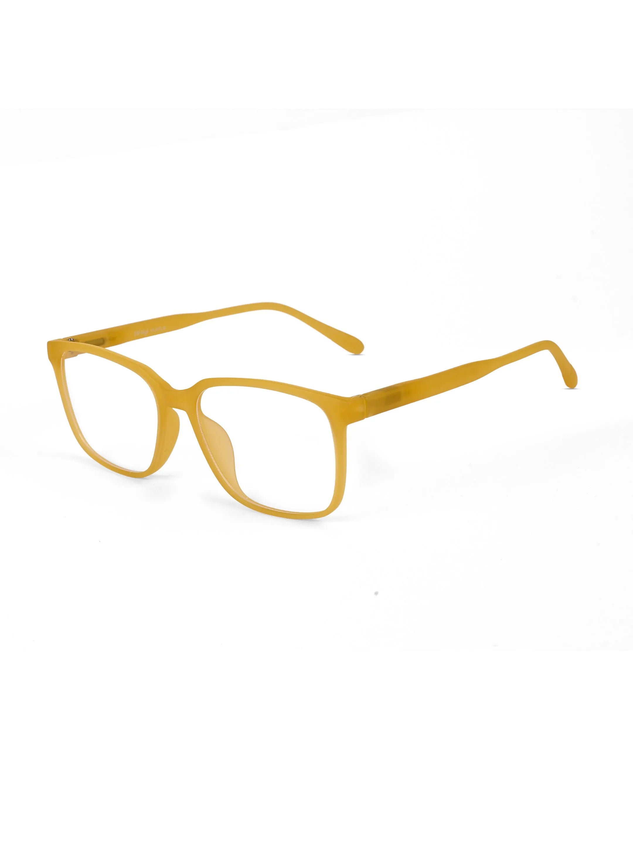 Focusly | Transparent Orange Medium Full Rim RECTANGLE Computer Glasses for Men & Women [Blue Block]