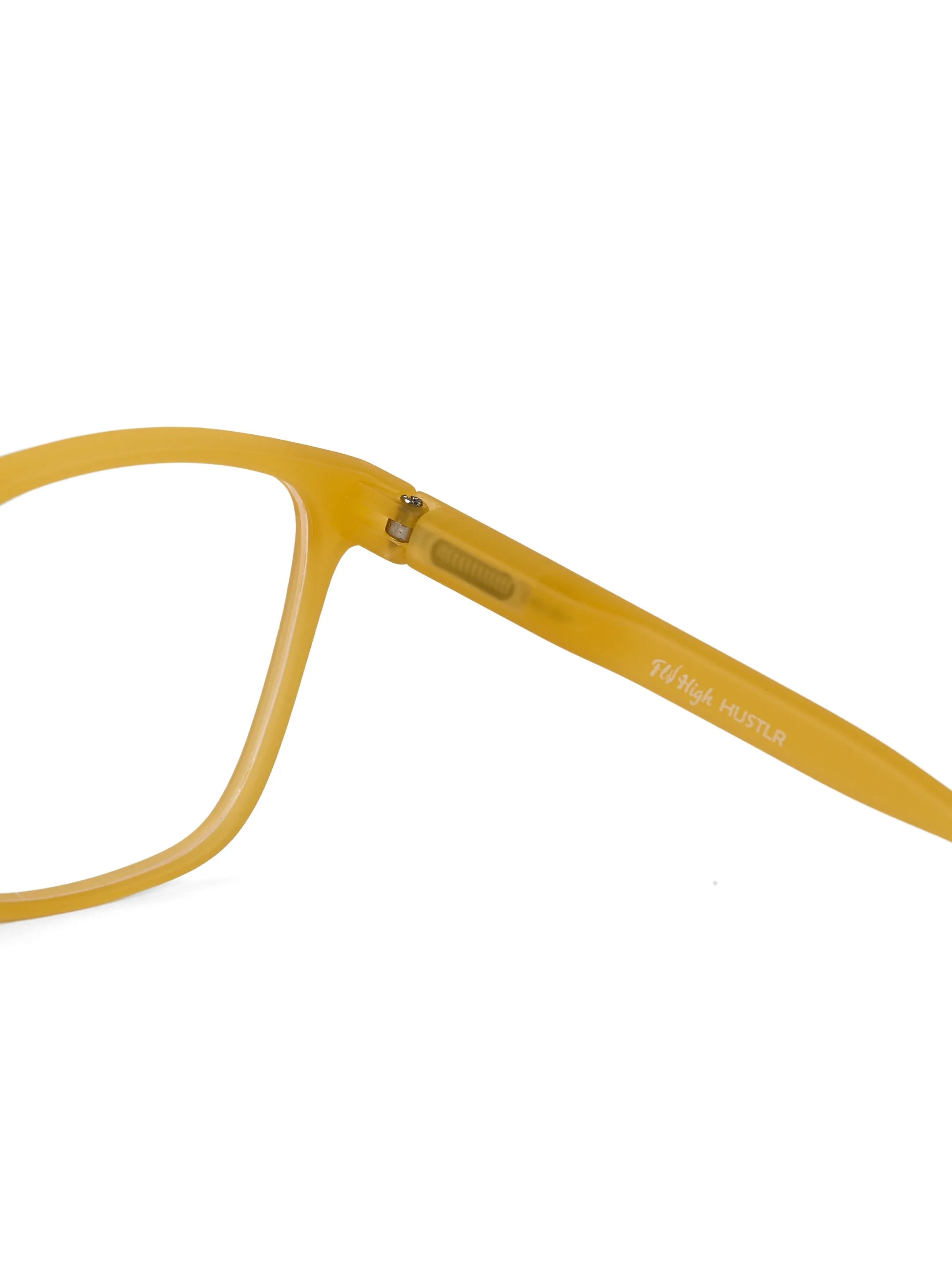 Focusly | Transparent Orange Medium Full Rim RECTANGLE Computer Glasses for Men & Women [Blue Block]