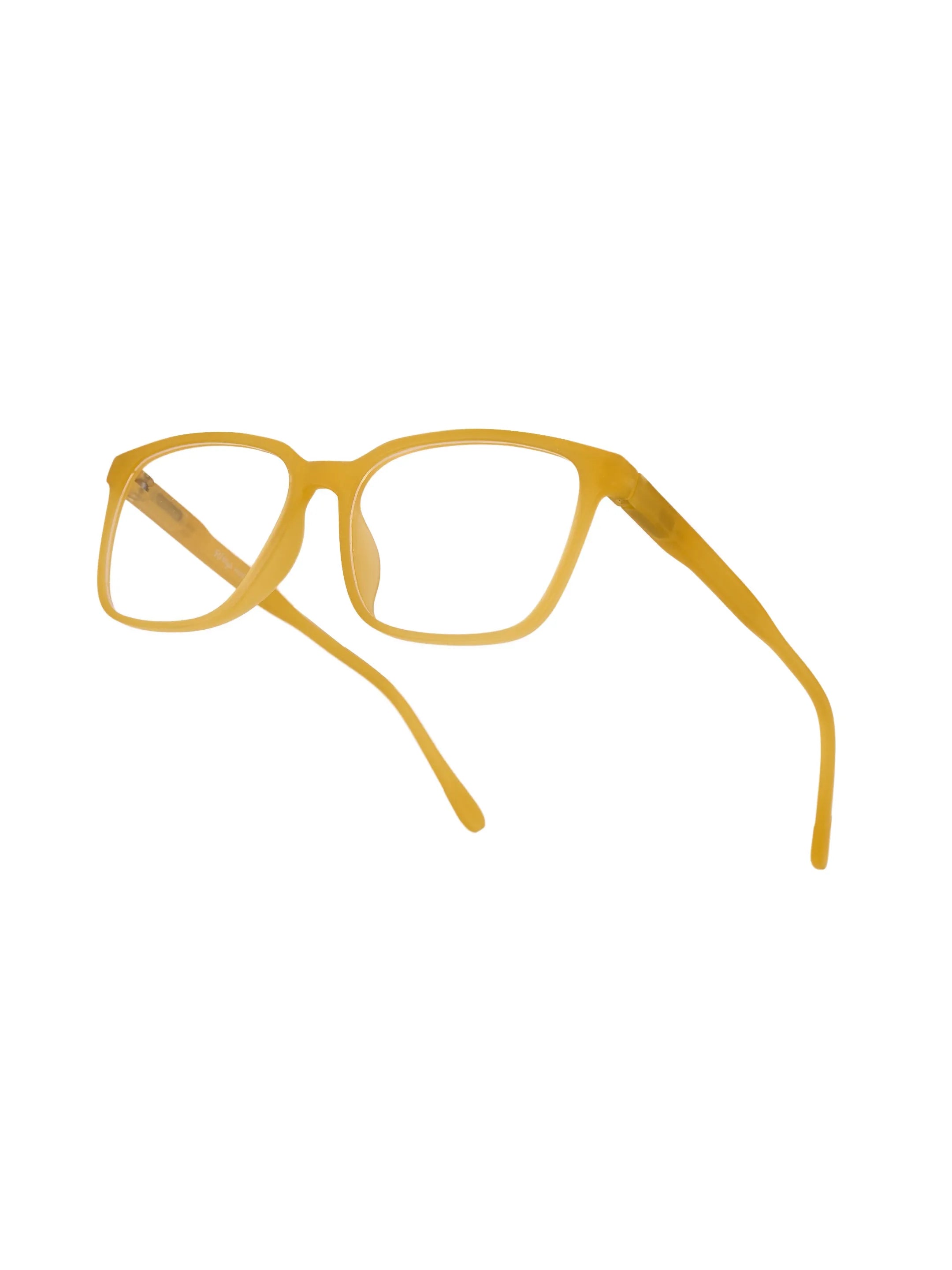 Focusly | Transparent Orange Medium Full Rim RECTANGLE Computer Glasses for Men & Women [Blue Block]