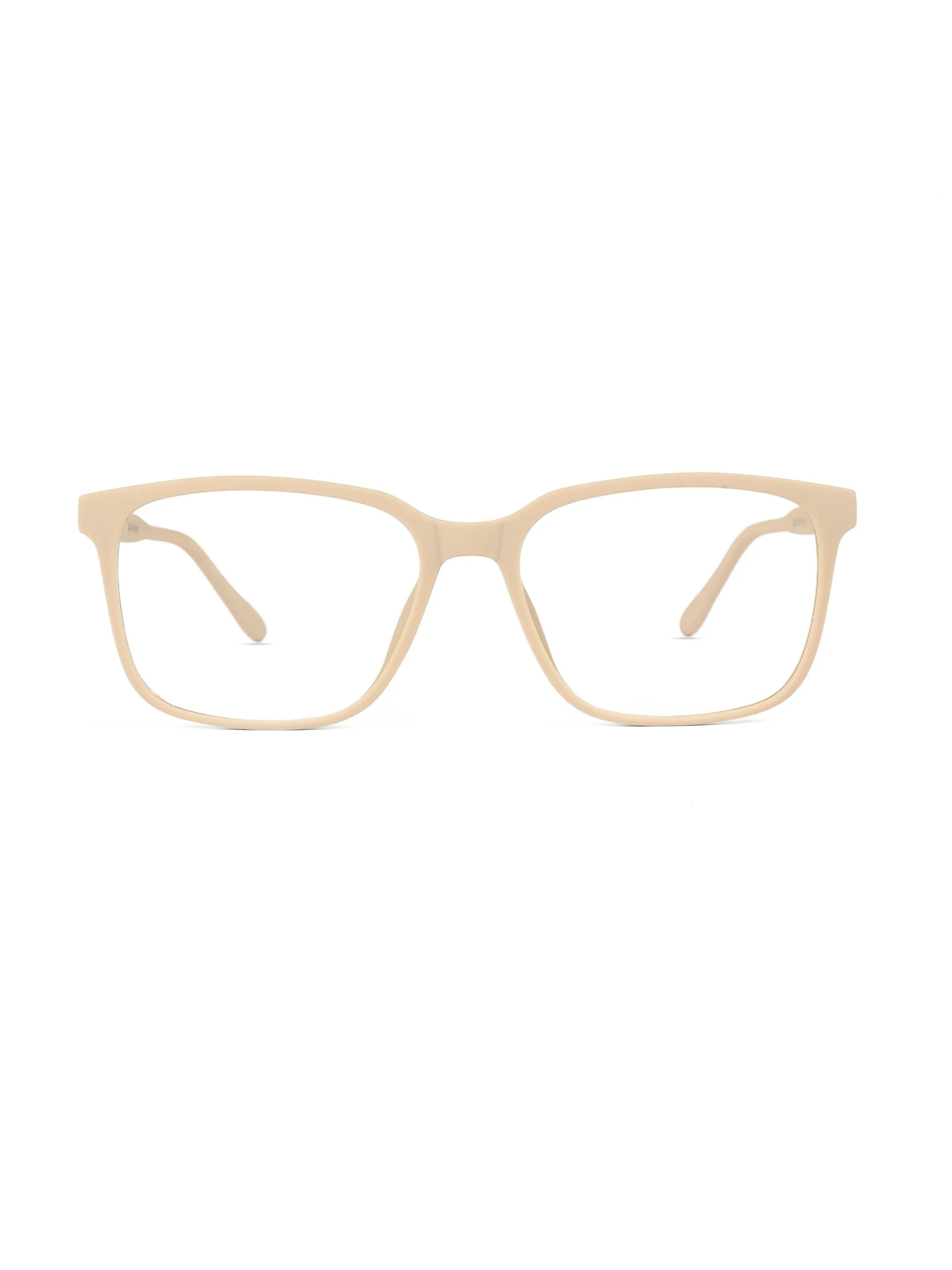 Focusly | Cream Medium Full Rim RECTANGLE Computer Glasses for Men & Women [Blue Block]