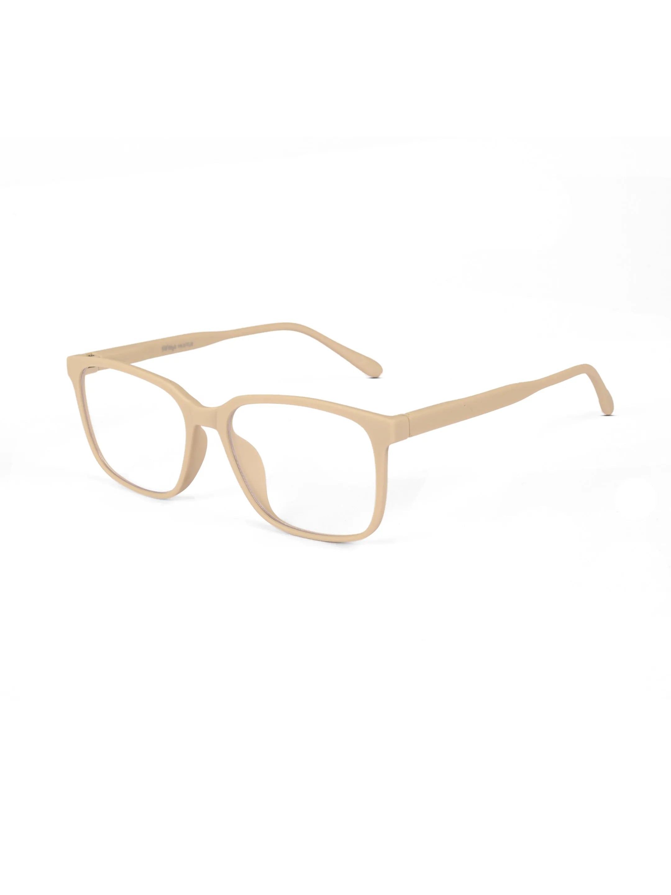 Focusly | Cream Medium Full Rim RECTANGLE Computer Glasses for Men & Women [Blue Block]