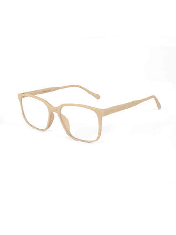Focusly | Cream Medium Full Rim RECTANGLE Computer Glasses for Men & Women [Blue Block]