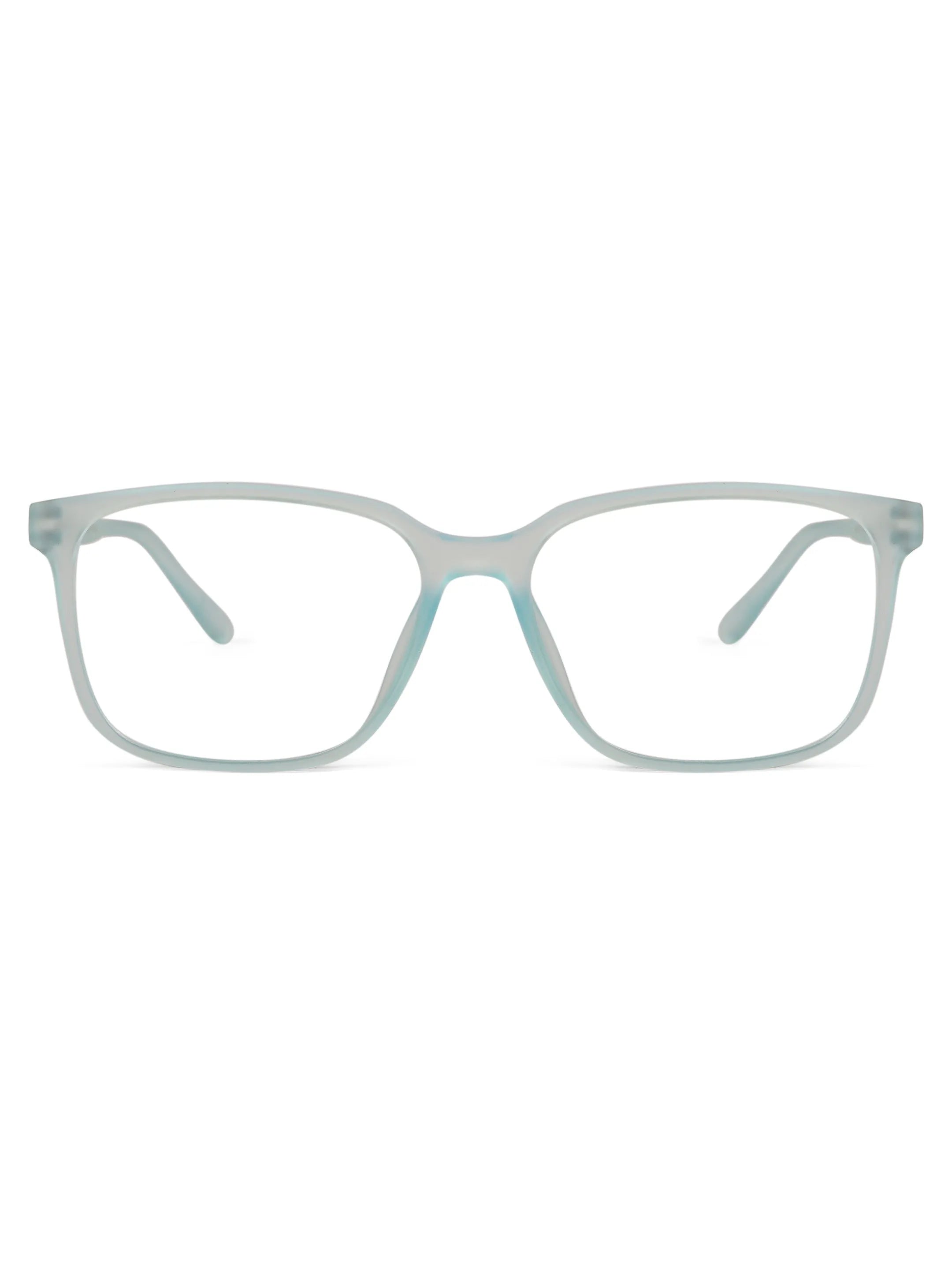 Focusly | Transparent Skyblue Medium Full Rim RECTANGLE Computer Glasses for Men & Women [Blue Block]