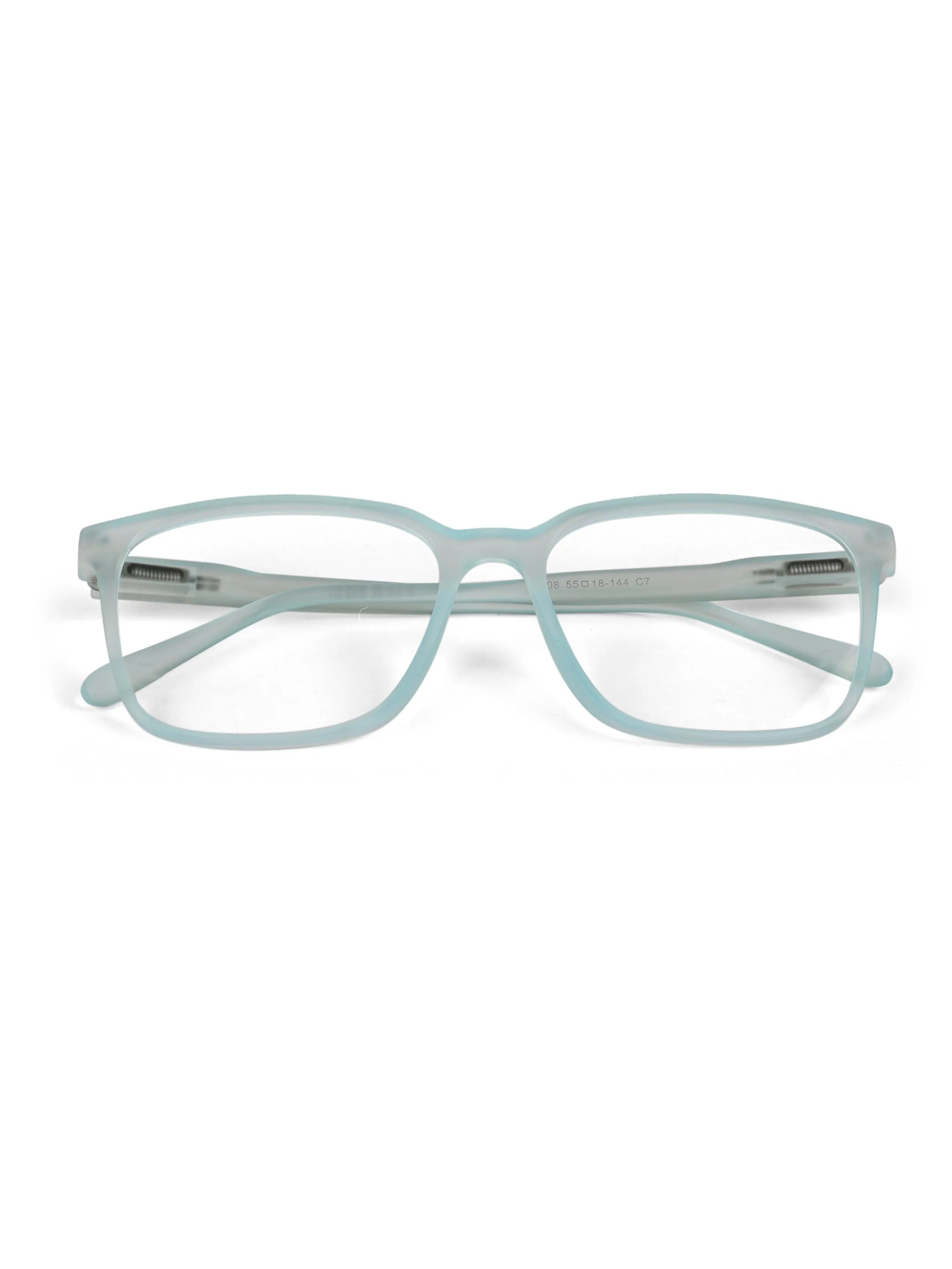 Focusly | Transparent Skyblue Medium Full Rim RECTANGLE Computer Glasses for Men & Women [Blue Block]