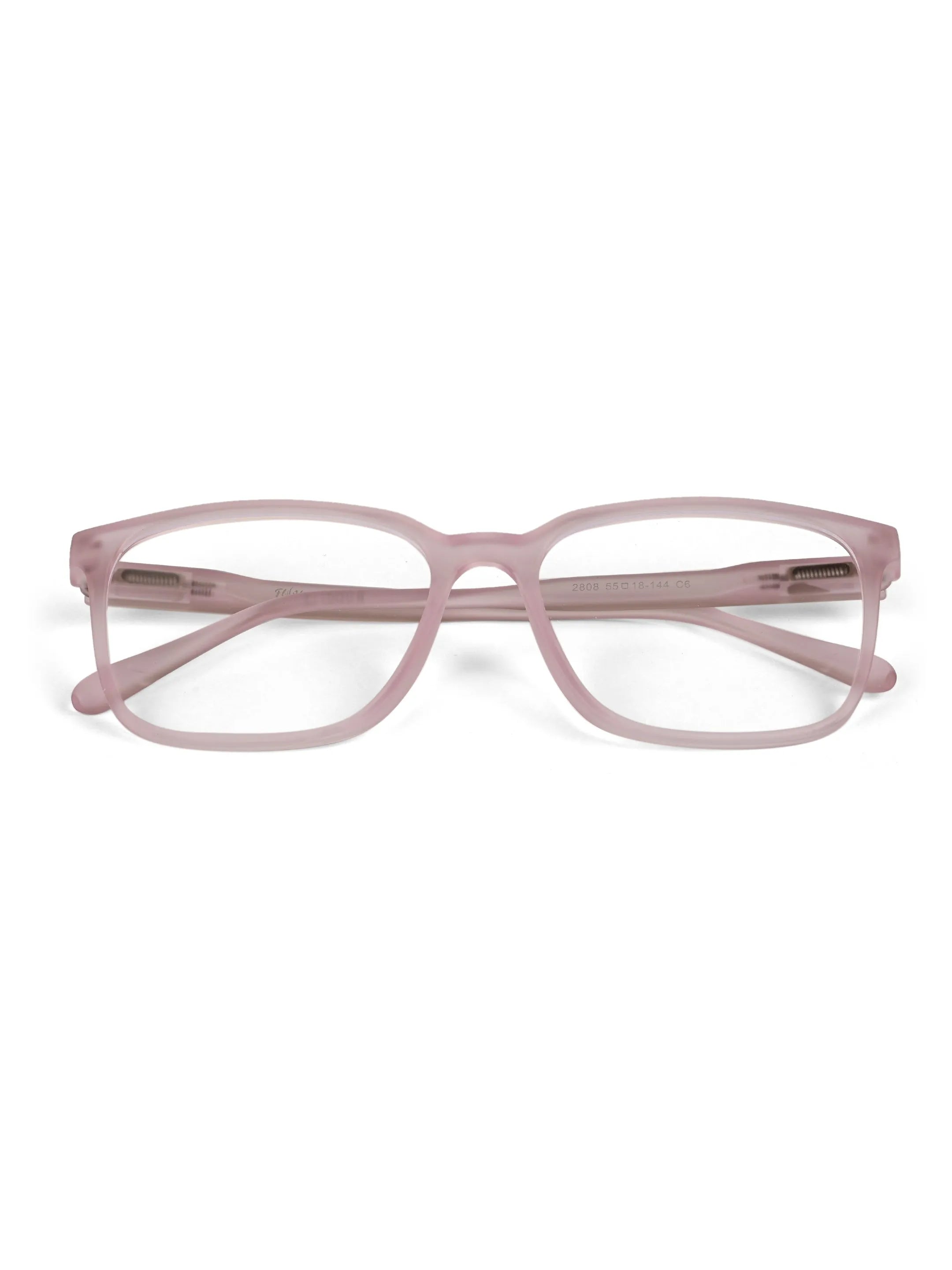 Focusly | Transparent Baby Pink Medium Full Rim RECTANGLE Computer Glasses for Men & Women [Blue Block]