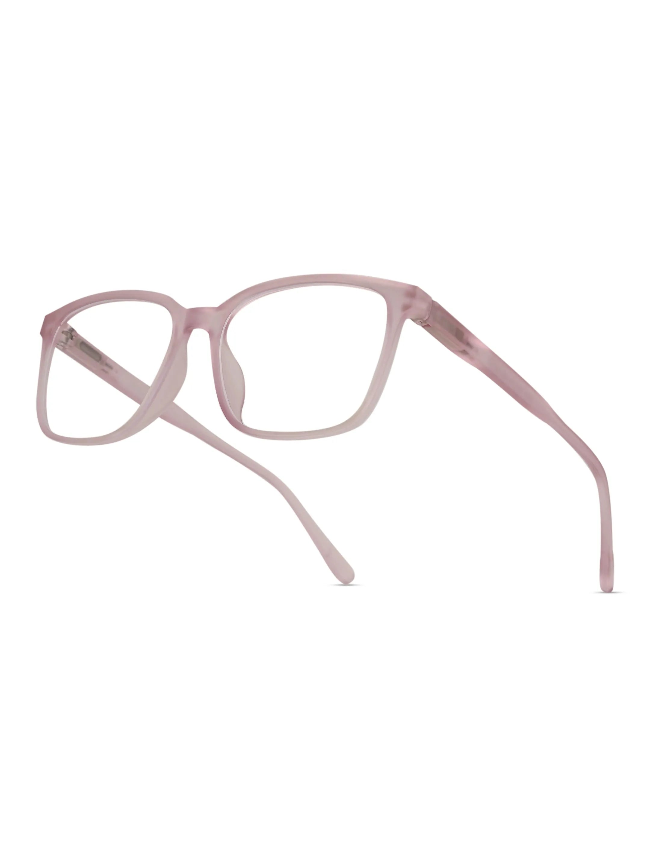 Focusly | Transparent Baby Pink Medium Full Rim RECTANGLE Computer Glasses for Men & Women [Blue Block]