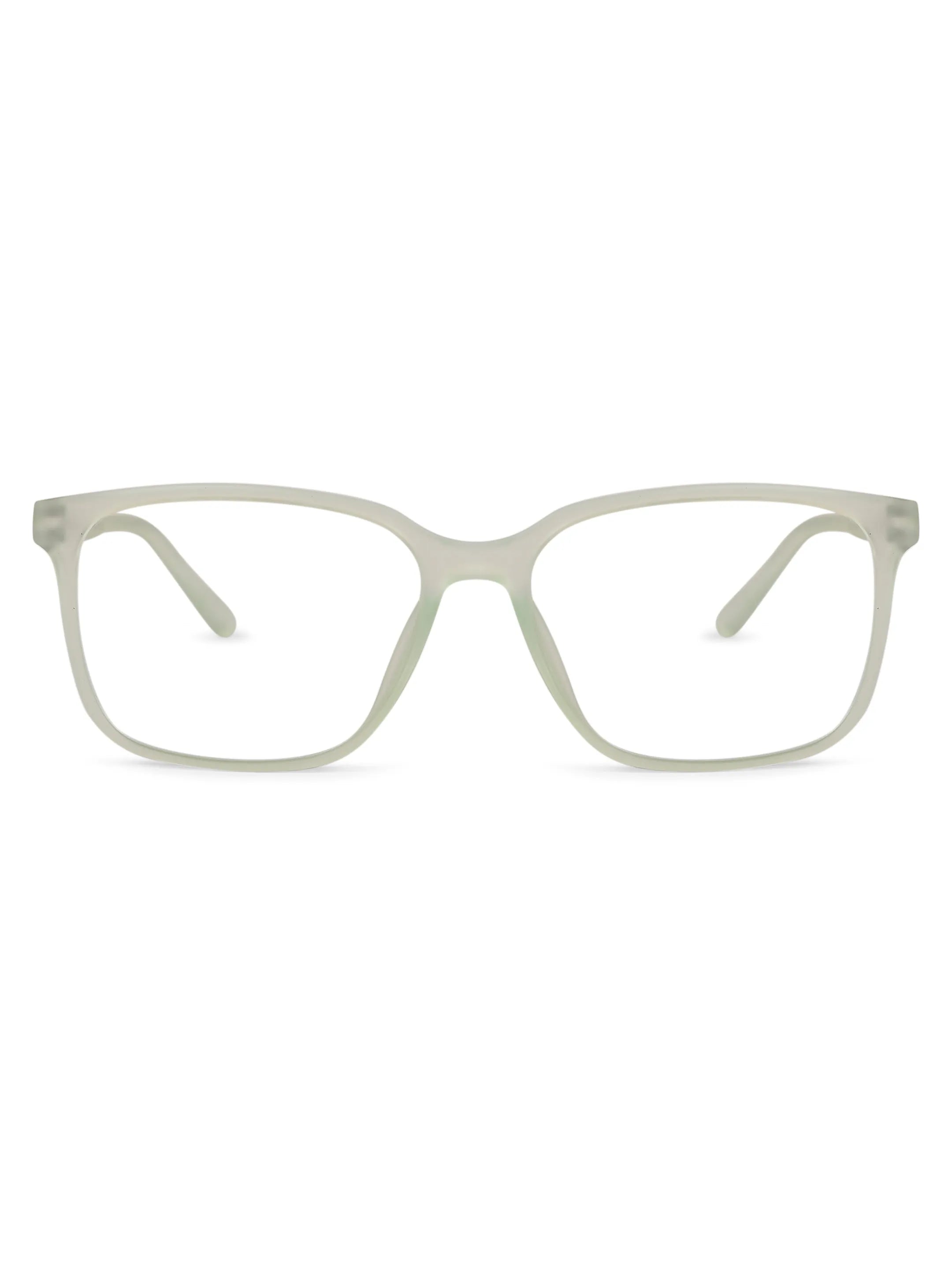 Focusly | Transparent Light Green Medium Full Rim RECTANGLE Computer Glasses for Men & Women [Blue Block]
