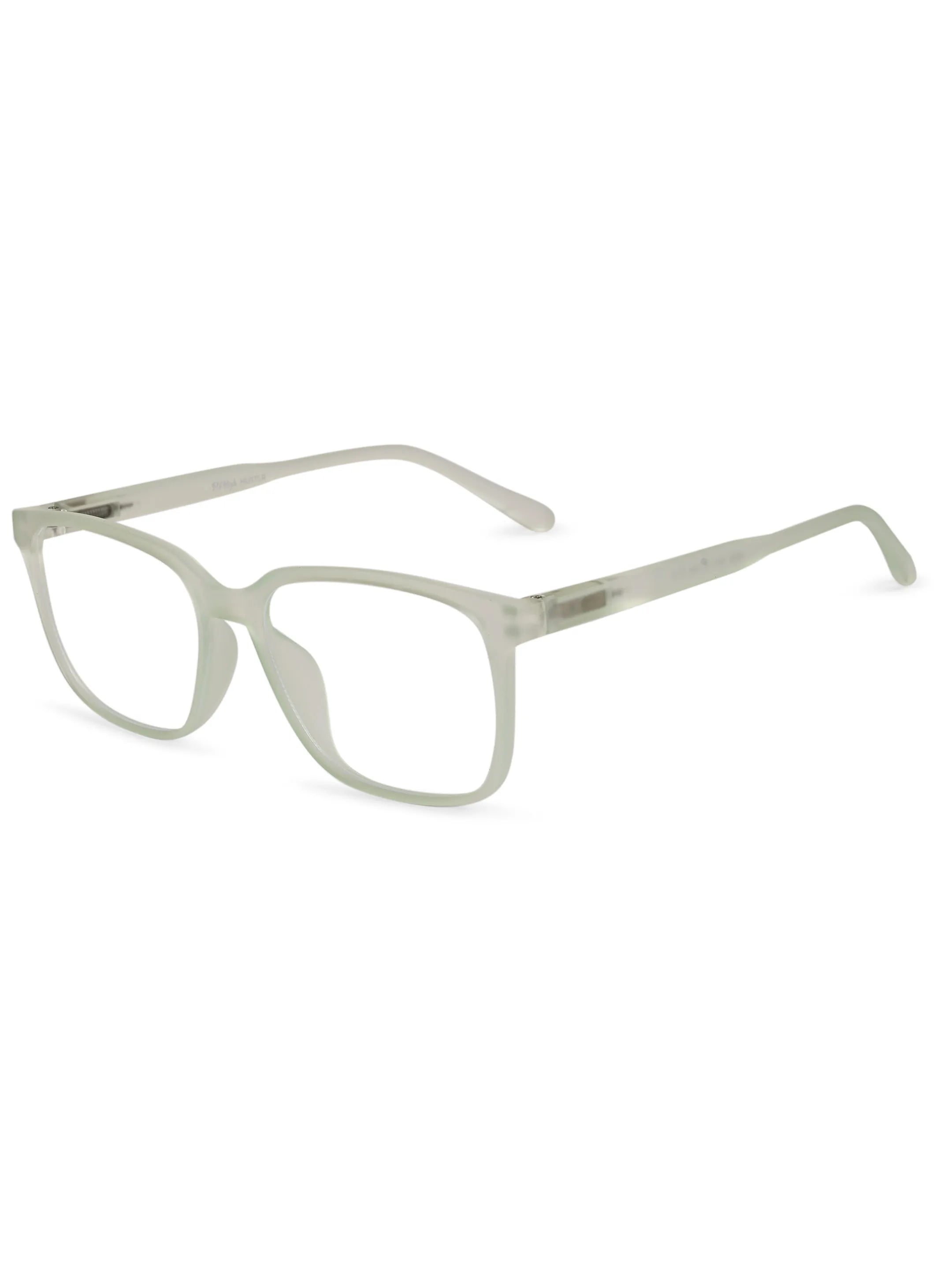 Focusly | Transparent Light Green Medium Full Rim RECTANGLE Computer Glasses for Men & Women [Blue Block]