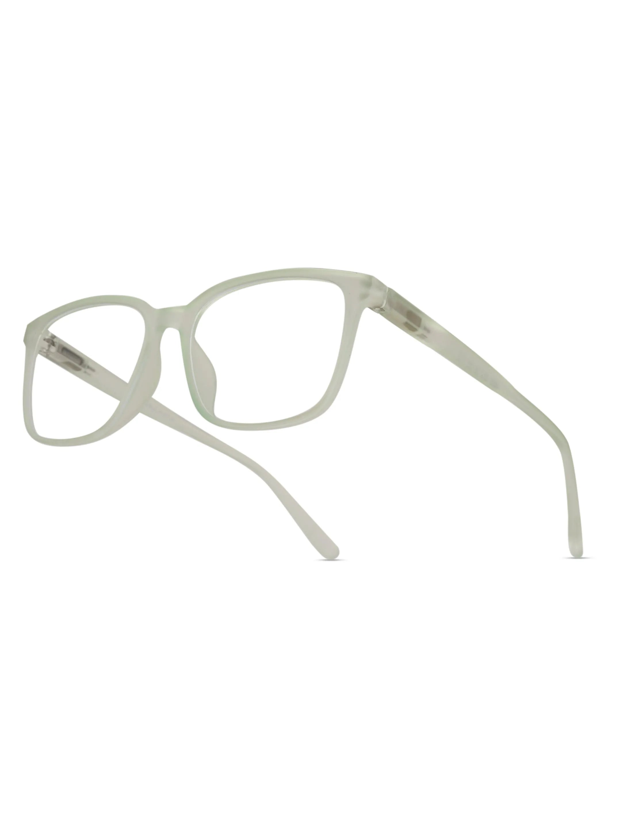 Focusly | Transparent Light Green Medium Full Rim RECTANGLE Computer Glasses for Men & Women [Blue Block]
