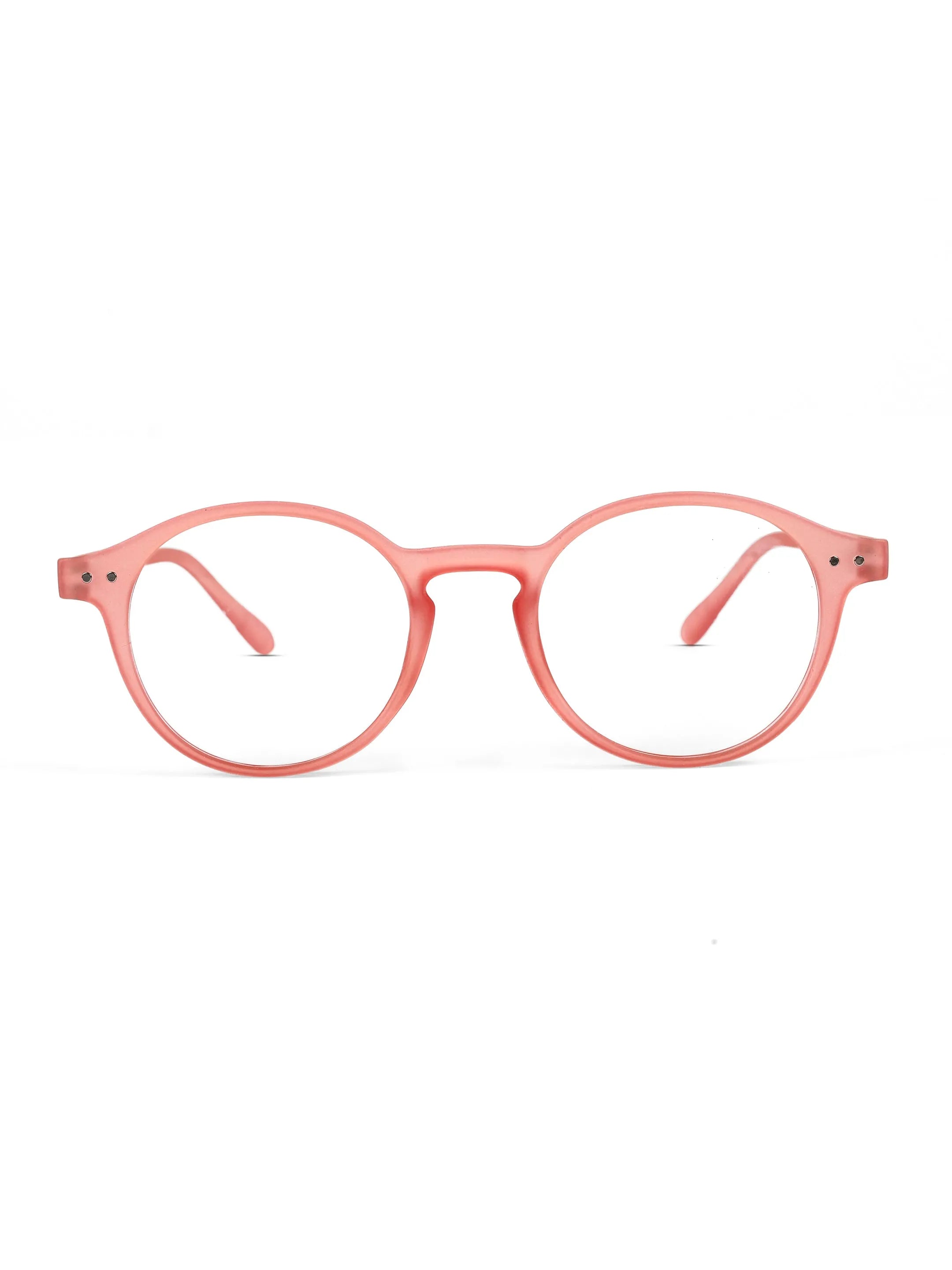 BluShield | Transparent Red Medium Full Rim CIRCLE Computer Glasses for Men & Women [Blue Block]