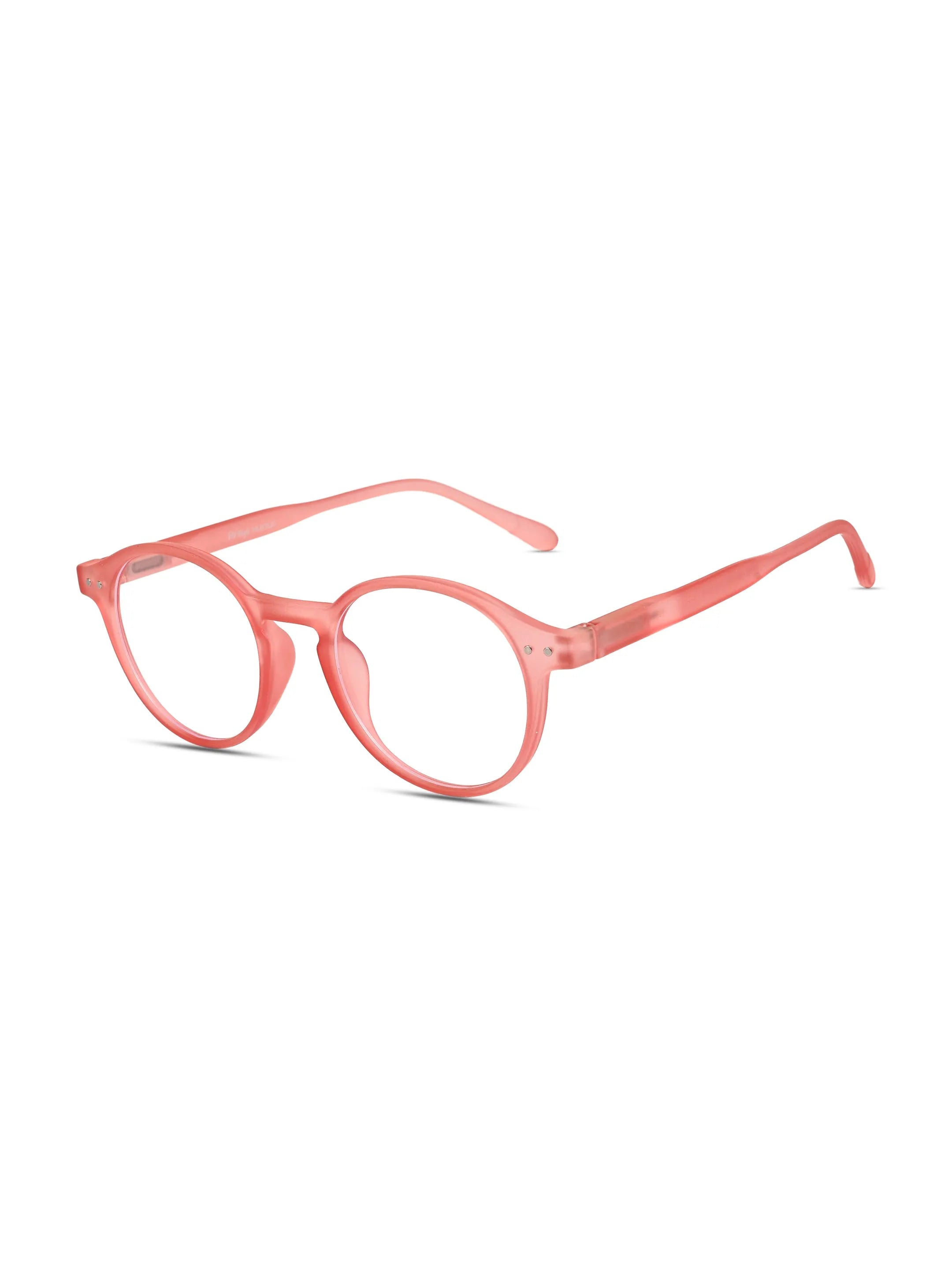 BluShield | Transparent Red Medium Full Rim CIRCLE Computer Glasses for Men & Women [Blue Block]