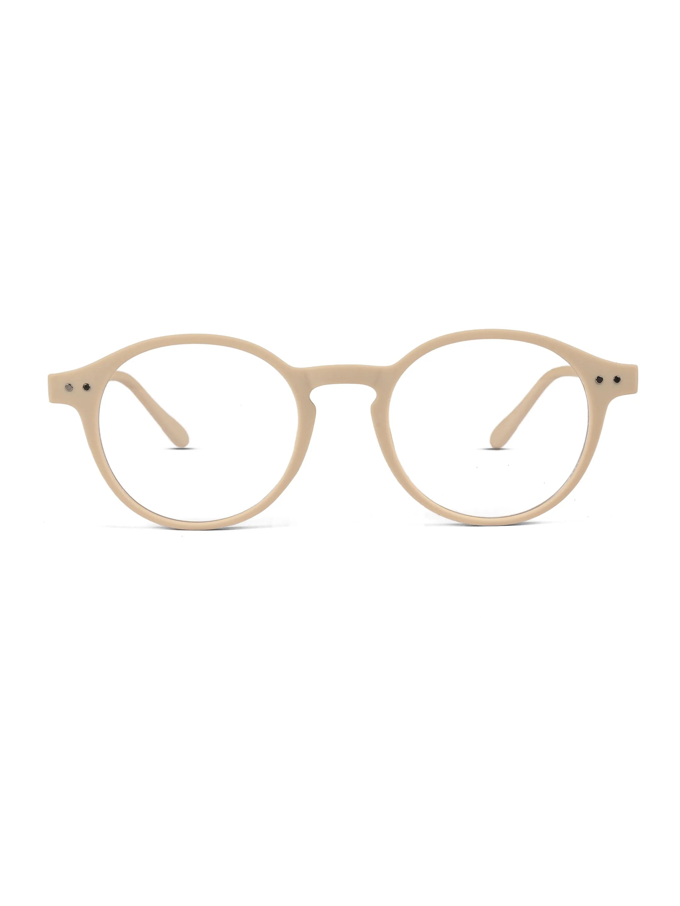 BluShield | Cream Medium Full Rim CIRCLE Computer Glasses for Men & Women [Blue Block]