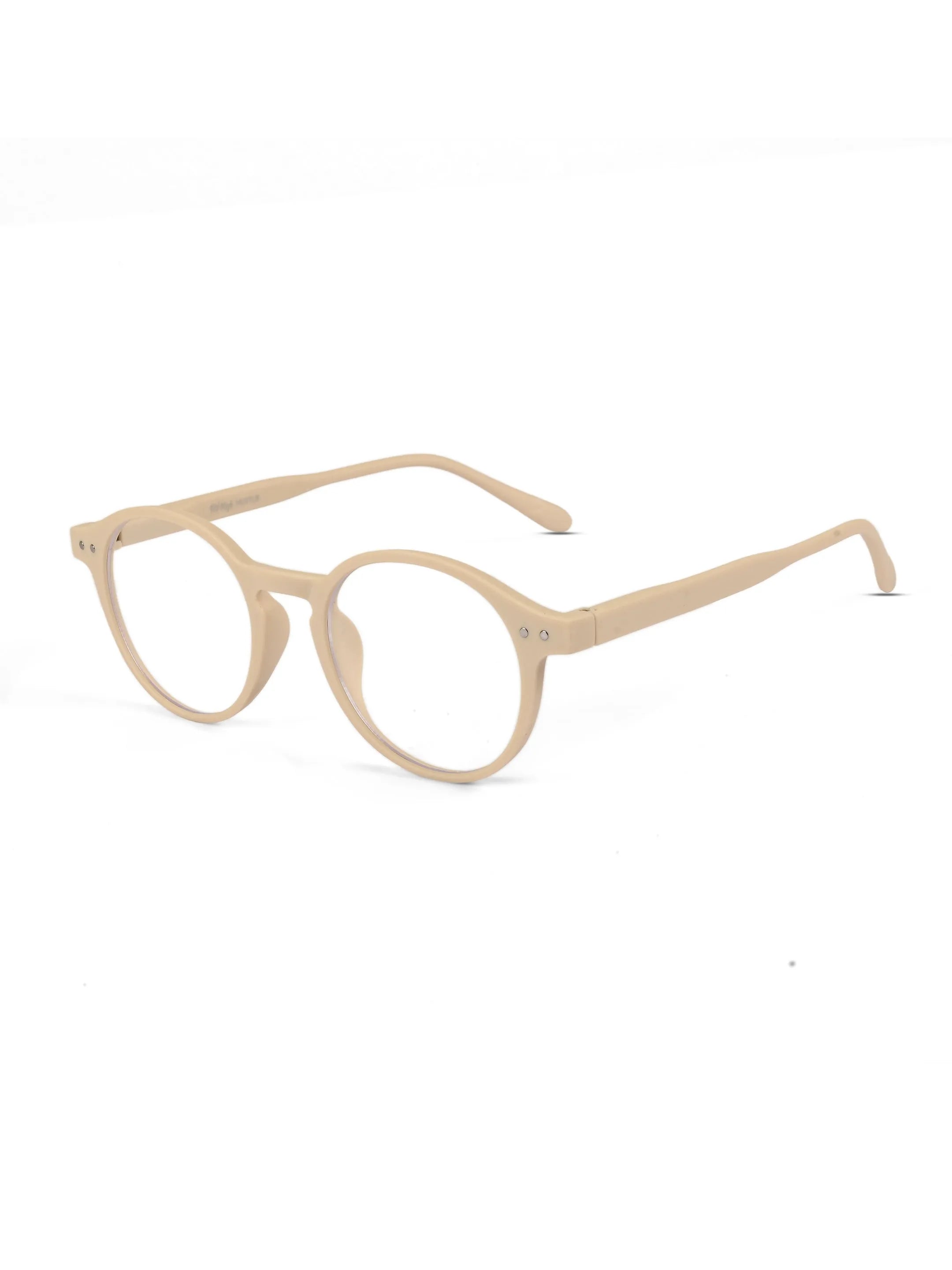 BluShield | Cream Medium Full Rim CIRCLE Computer Glasses for Men & Women [Blue Block]
