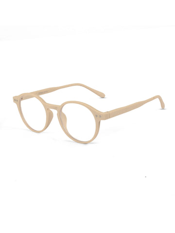 BluShield | Cream Medium Full Rim CIRCLE Computer Glasses for Men & Women [Blue Block]