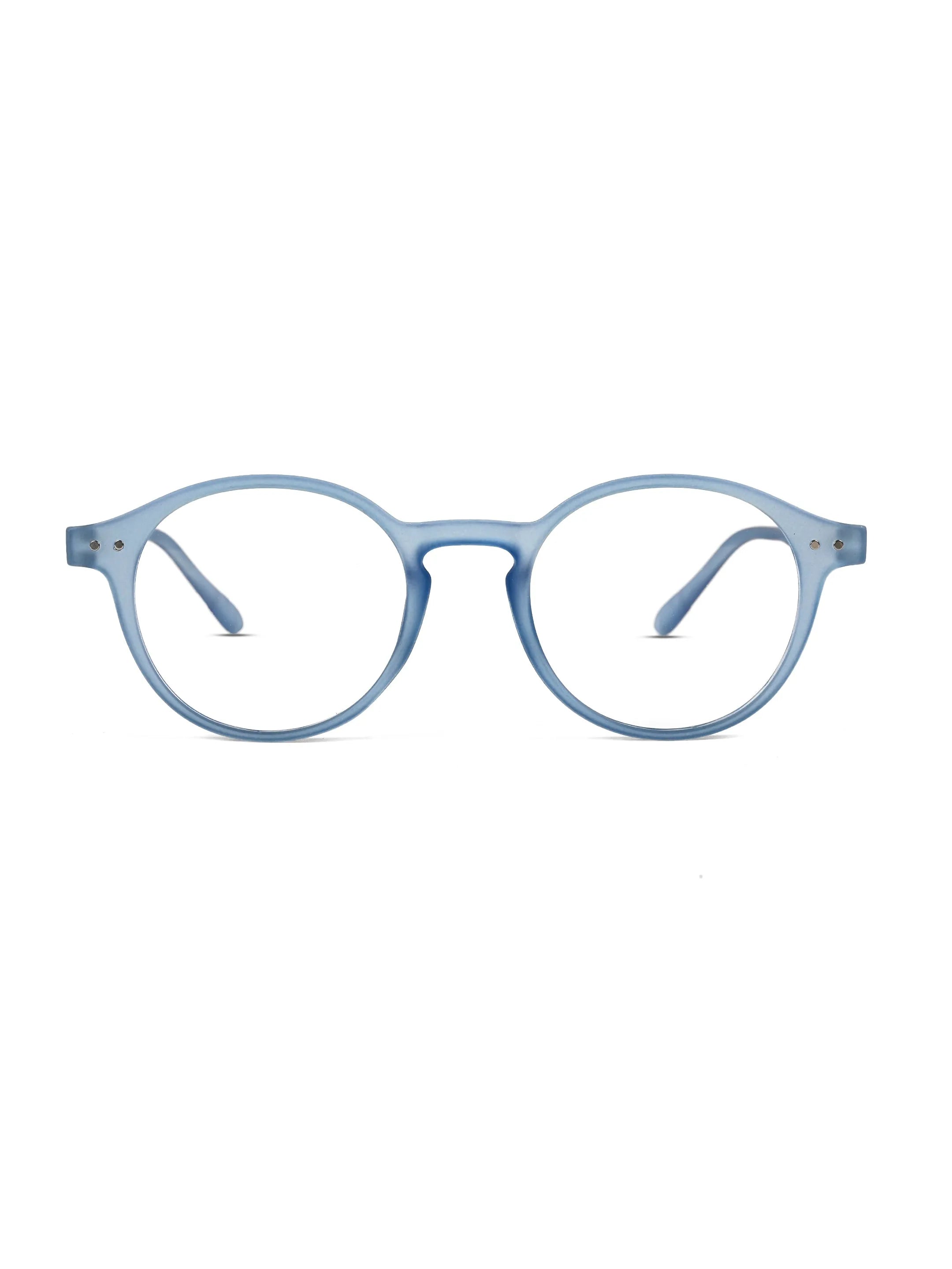 BluShield | Transparent Blue Medium Full Rim CIRCLE Computer Glasses for Men & Women [Blue Block]