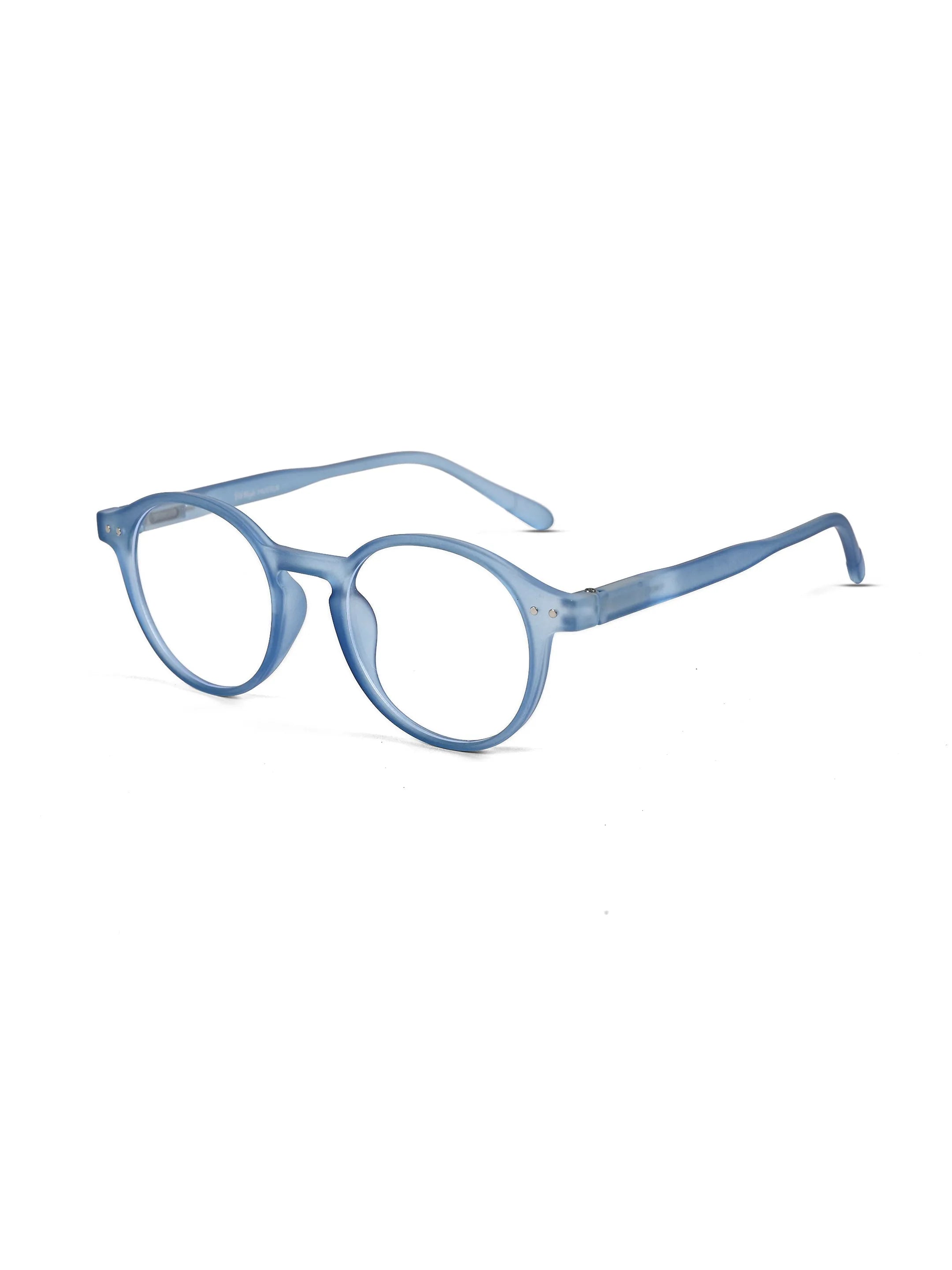 BluShield | Transparent Blue Medium Full Rim CIRCLE Computer Glasses for Men & Women [Blue Block]