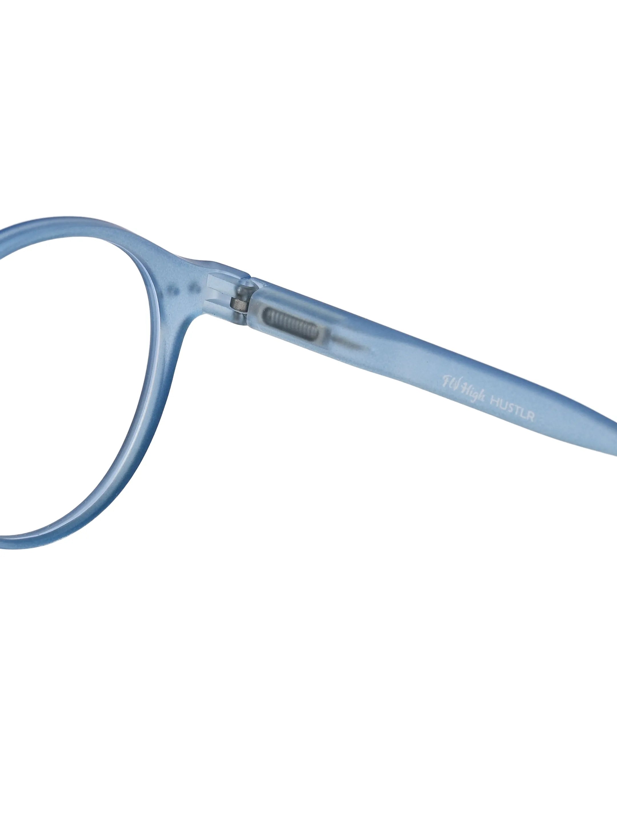 BluShield | Transparent Blue Medium Full Rim CIRCLE Computer Glasses for Men & Women [Blue Block]