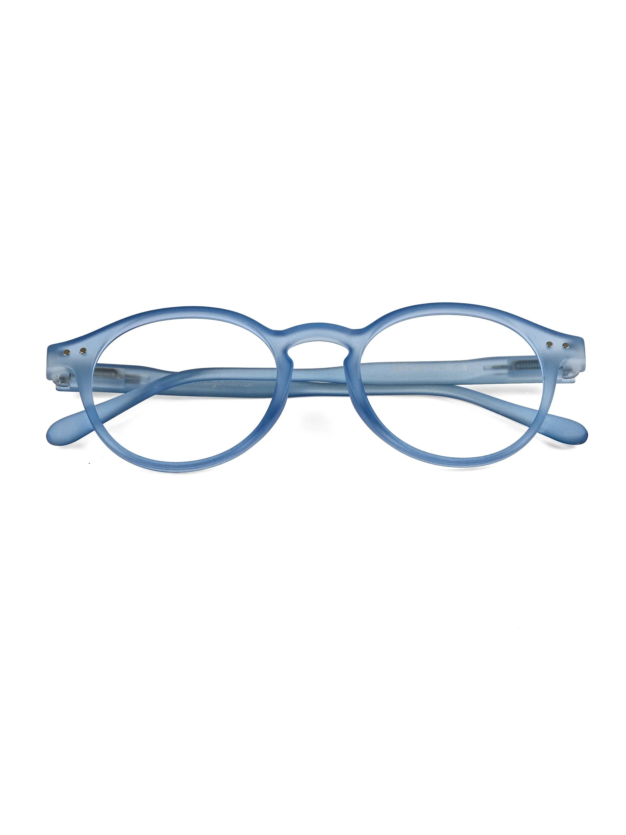BluShield | Transparent Blue Medium Full Rim CIRCLE Computer Glasses for Men & Women [Blue Block]