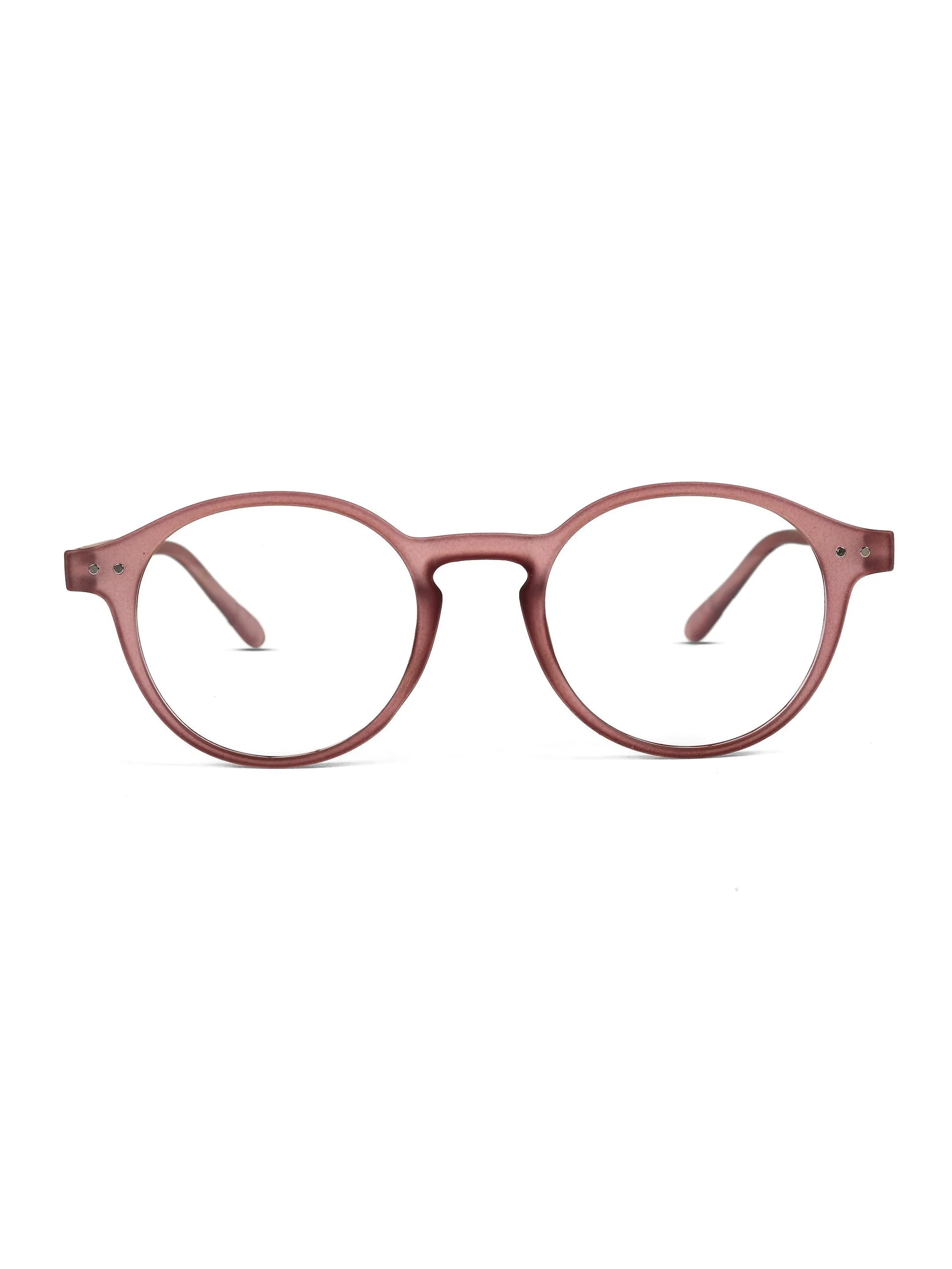 BluShield | Transparent Mate Maroon Medium Full Rim CIRCLE Computer Glasses for Men & Women [Blue Block]