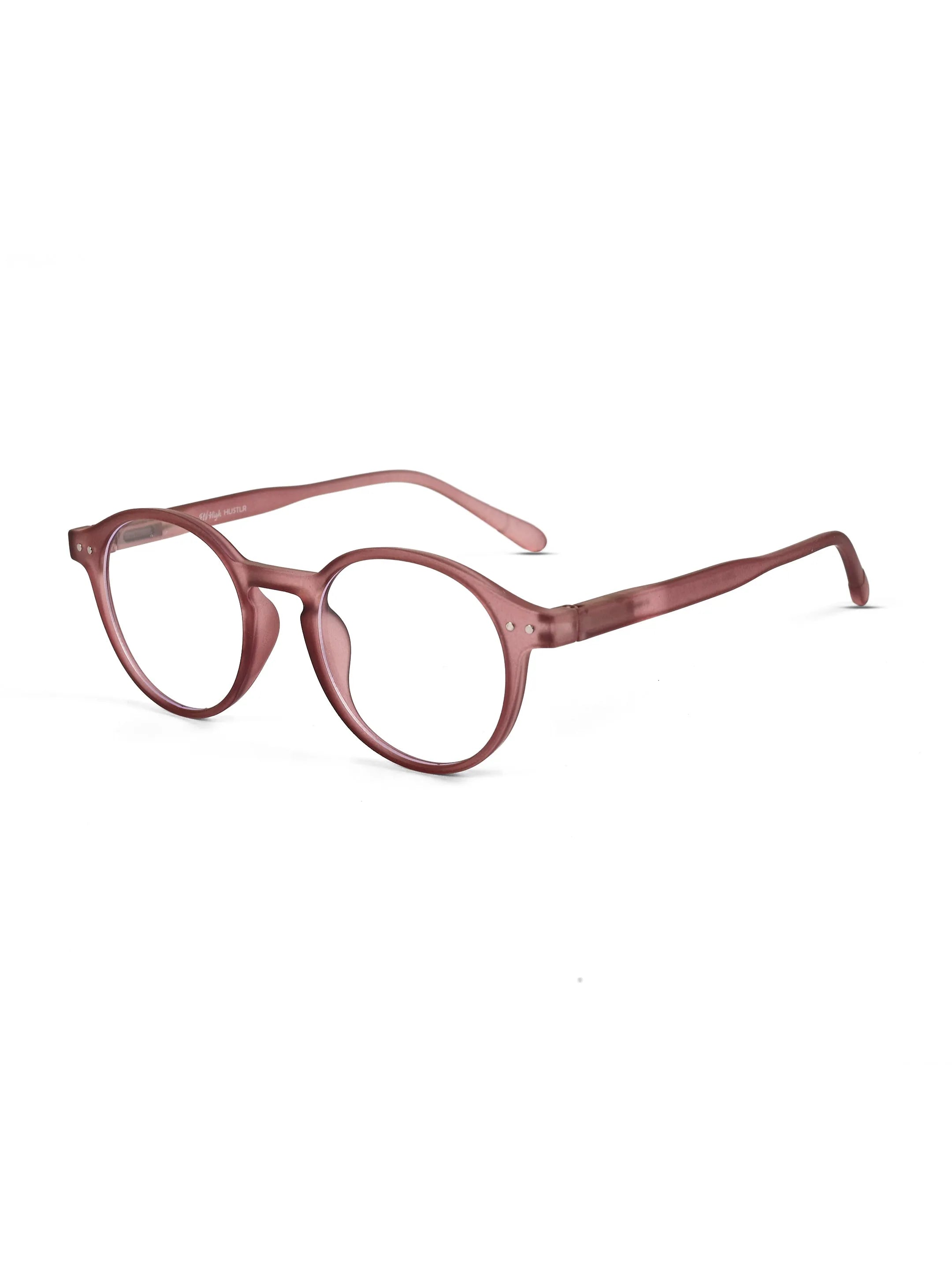 BluShield | Transparent Mate Maroon Medium Full Rim CIRCLE Computer Glasses for Men & Women [Blue Block]