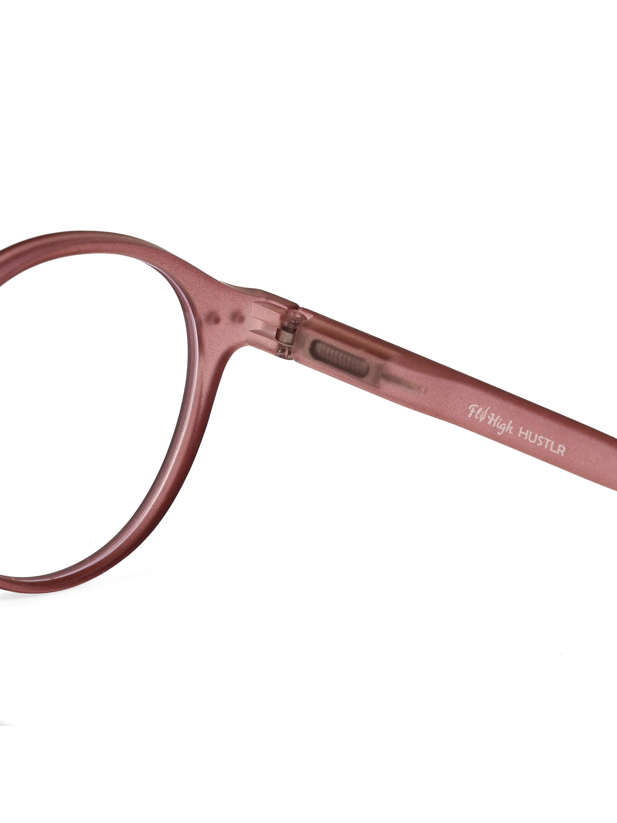 BluShield | Transparent Mate Maroon Medium Full Rim CIRCLE Computer Glasses for Men & Women [Blue Block]
