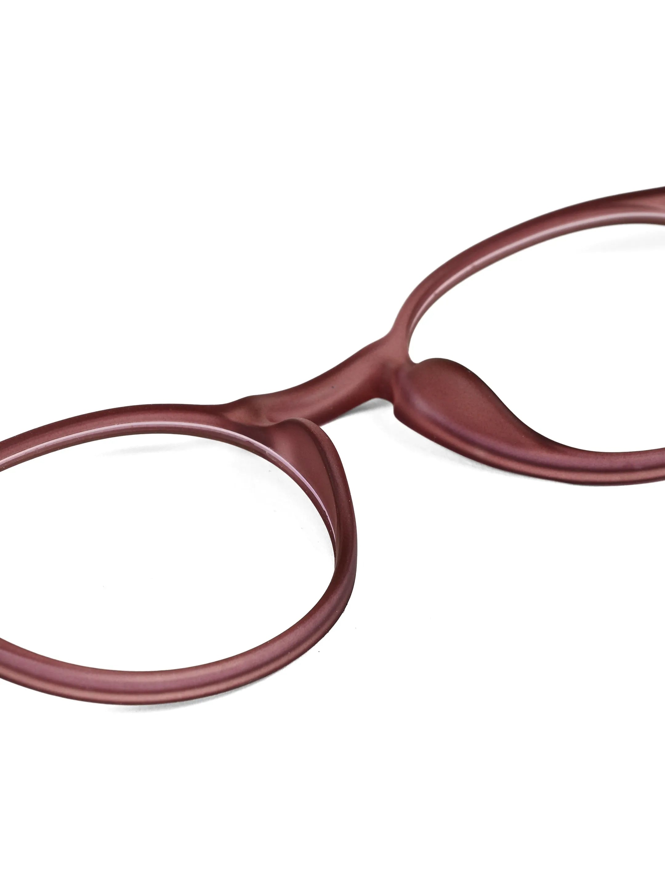 BluShield | Transparent Mate Maroon Medium Full Rim CIRCLE Computer Glasses for Men & Women [Blue Block]