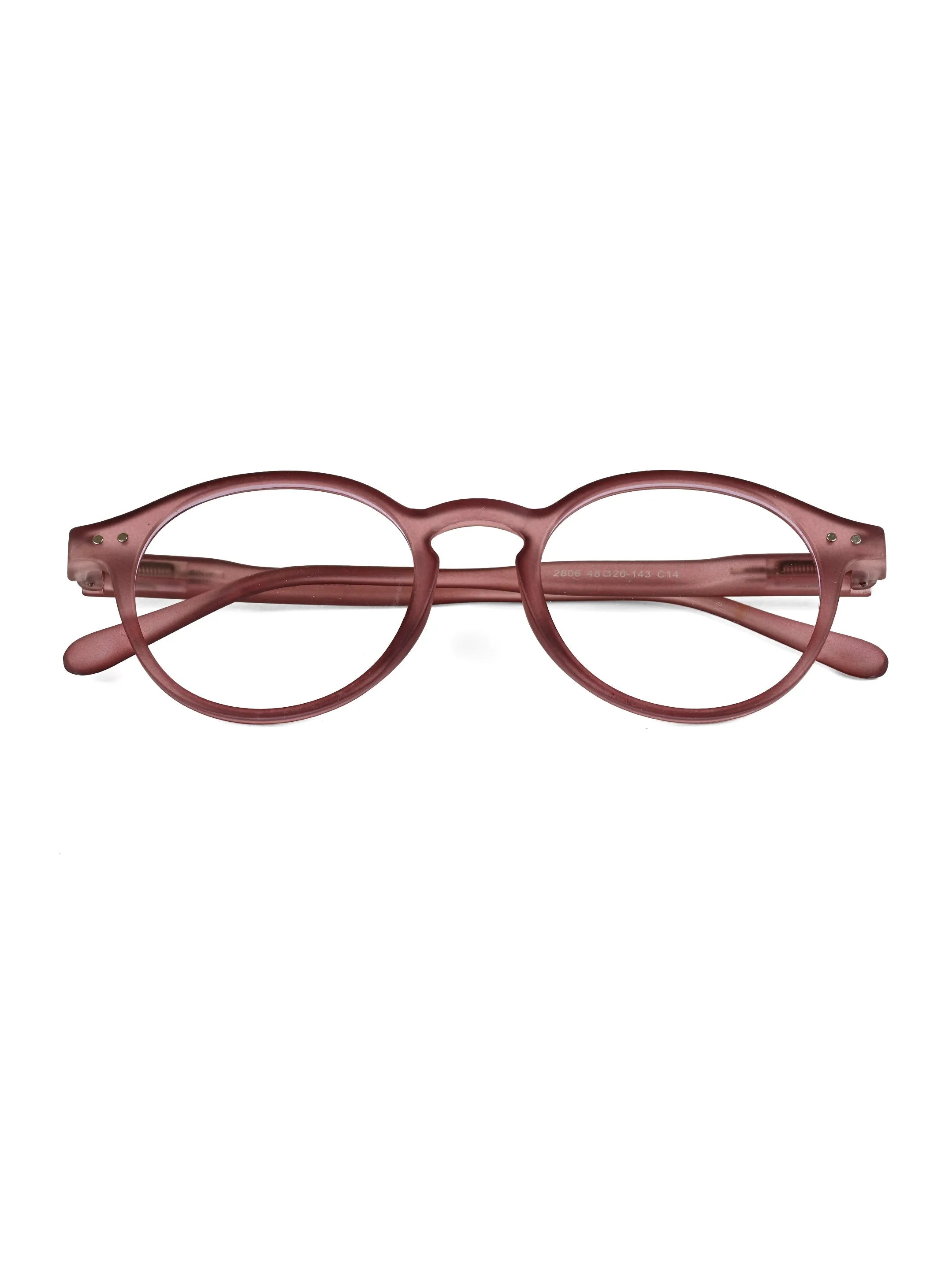 BluShield | Transparent Mate Maroon Medium Full Rim CIRCLE Computer Glasses for Men & Women [Blue Block]