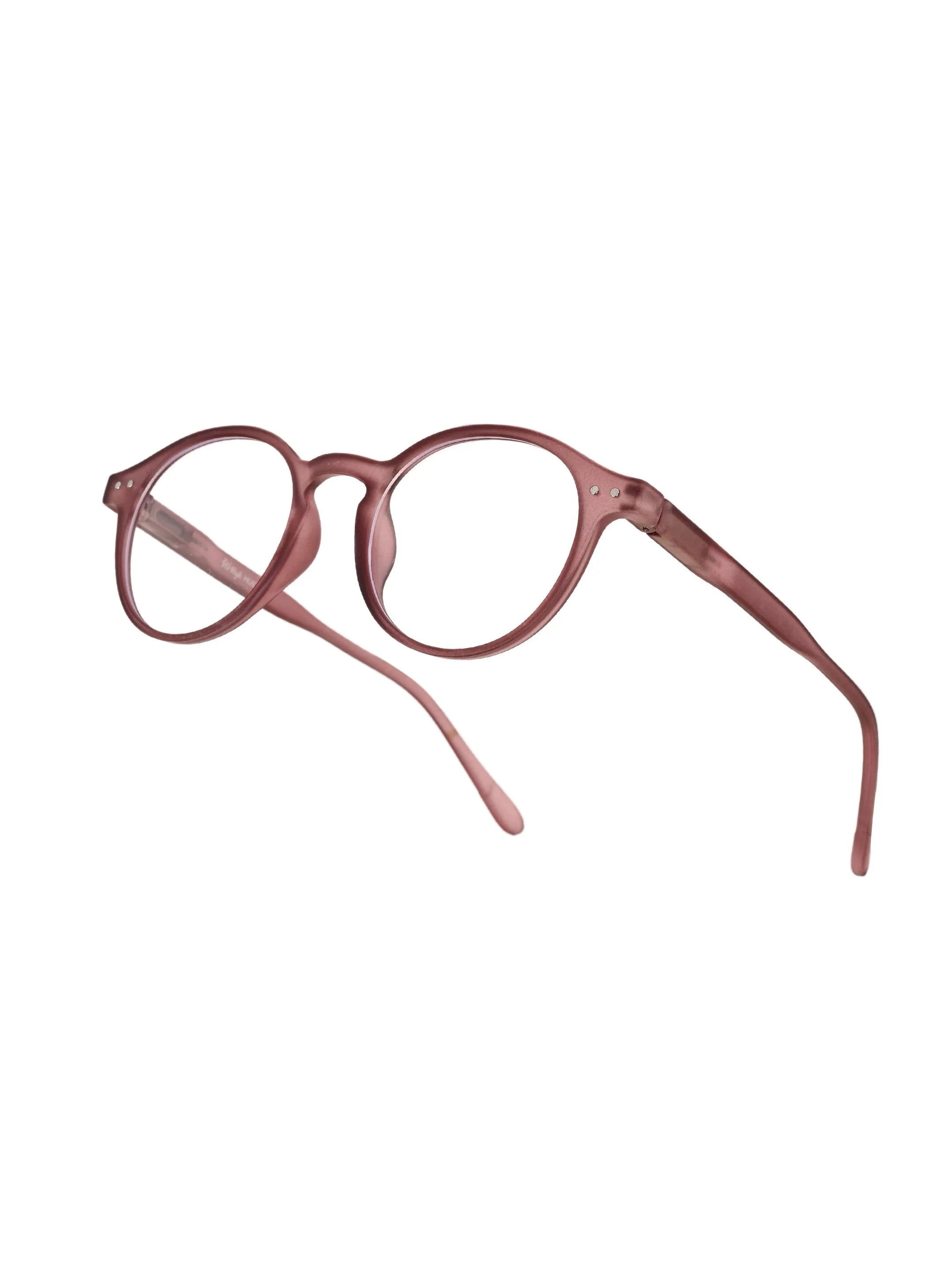 BluShield | Transparent Mate Maroon Medium Full Rim CIRCLE Computer Glasses for Men & Women [Blue Block]