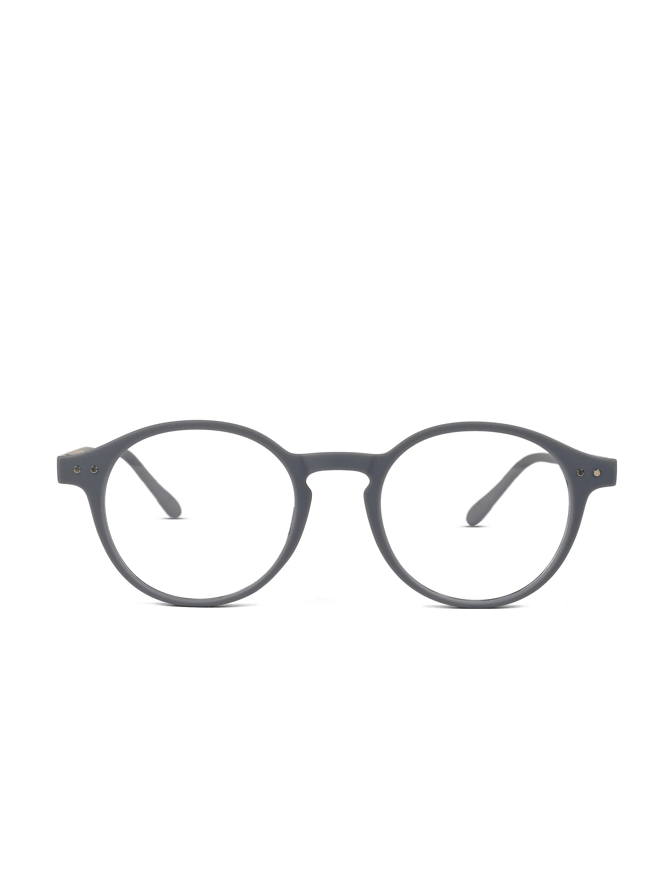 BluShield | Grey Medium Full Rim CIRCLE Computer Glasses for Men & Women [Blue Block]