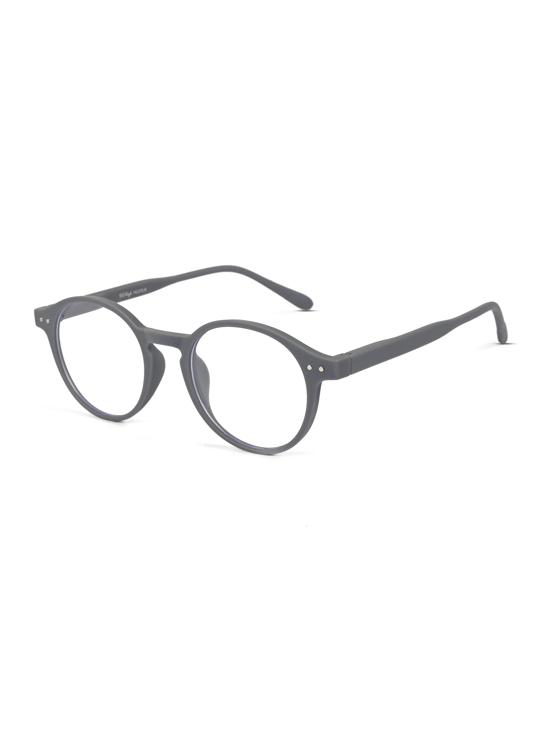 BluShield | Grey Medium Full Rim CIRCLE Computer Glasses for Men & Women [Blue Block]