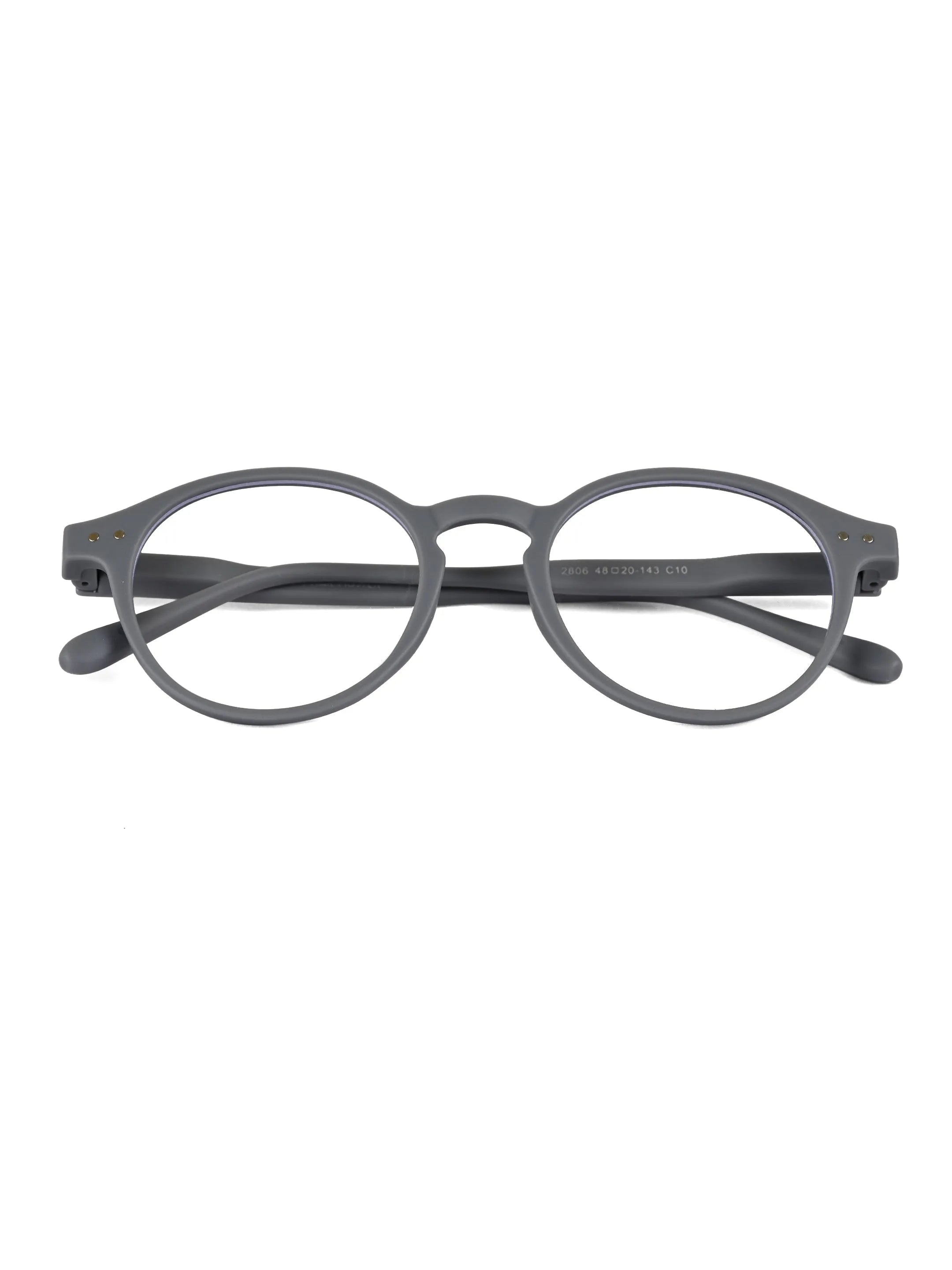BluShield | Grey Medium Full Rim CIRCLE Computer Glasses for Men & Women [Blue Block]