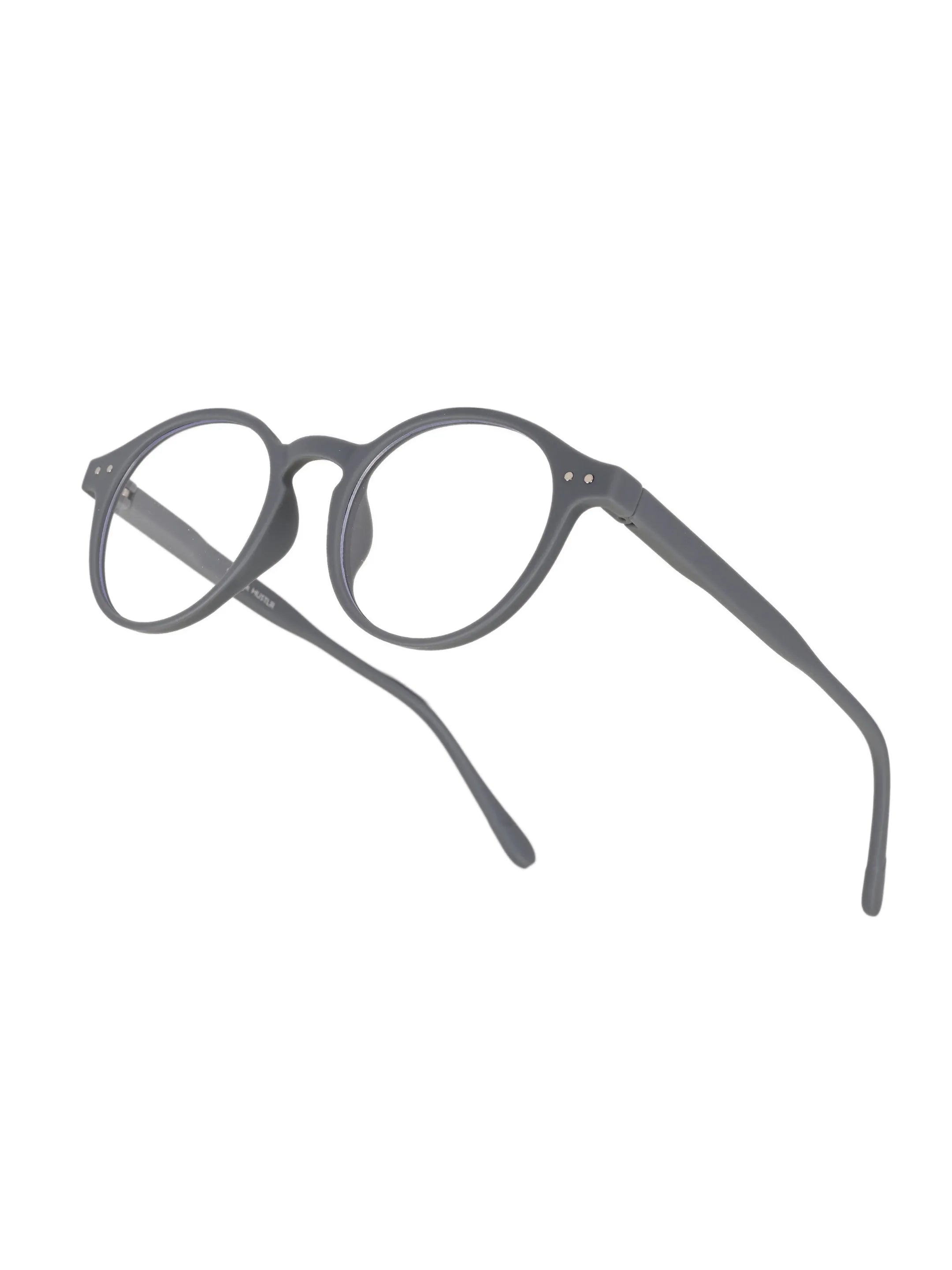 BluShield | Grey Medium Full Rim CIRCLE Computer Glasses for Men & Women [Blue Block]