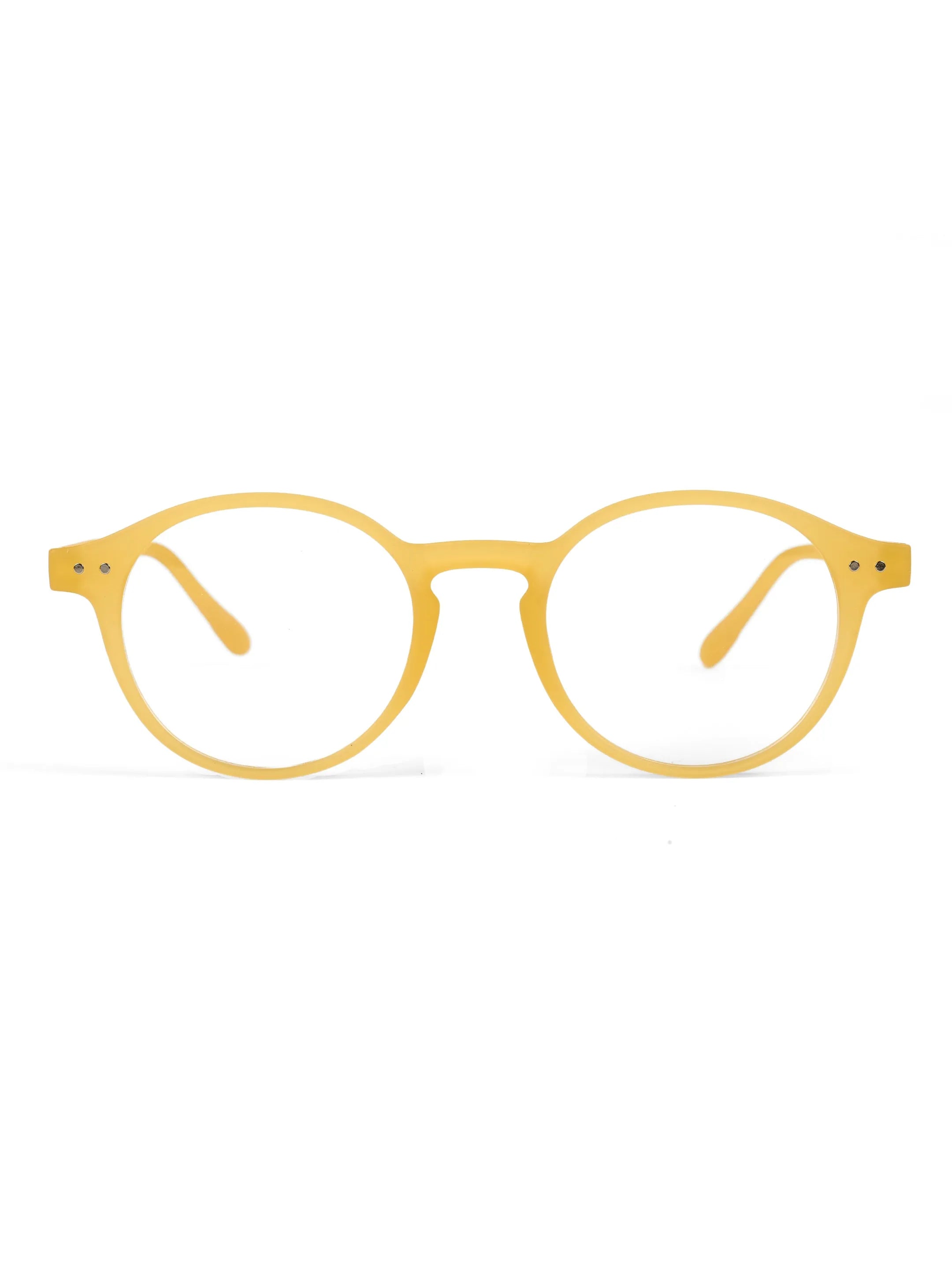 BluShield | Transparent Orange Medium Full Rim CIRCLE Computer Glasses for Men & Women [Blue Block]