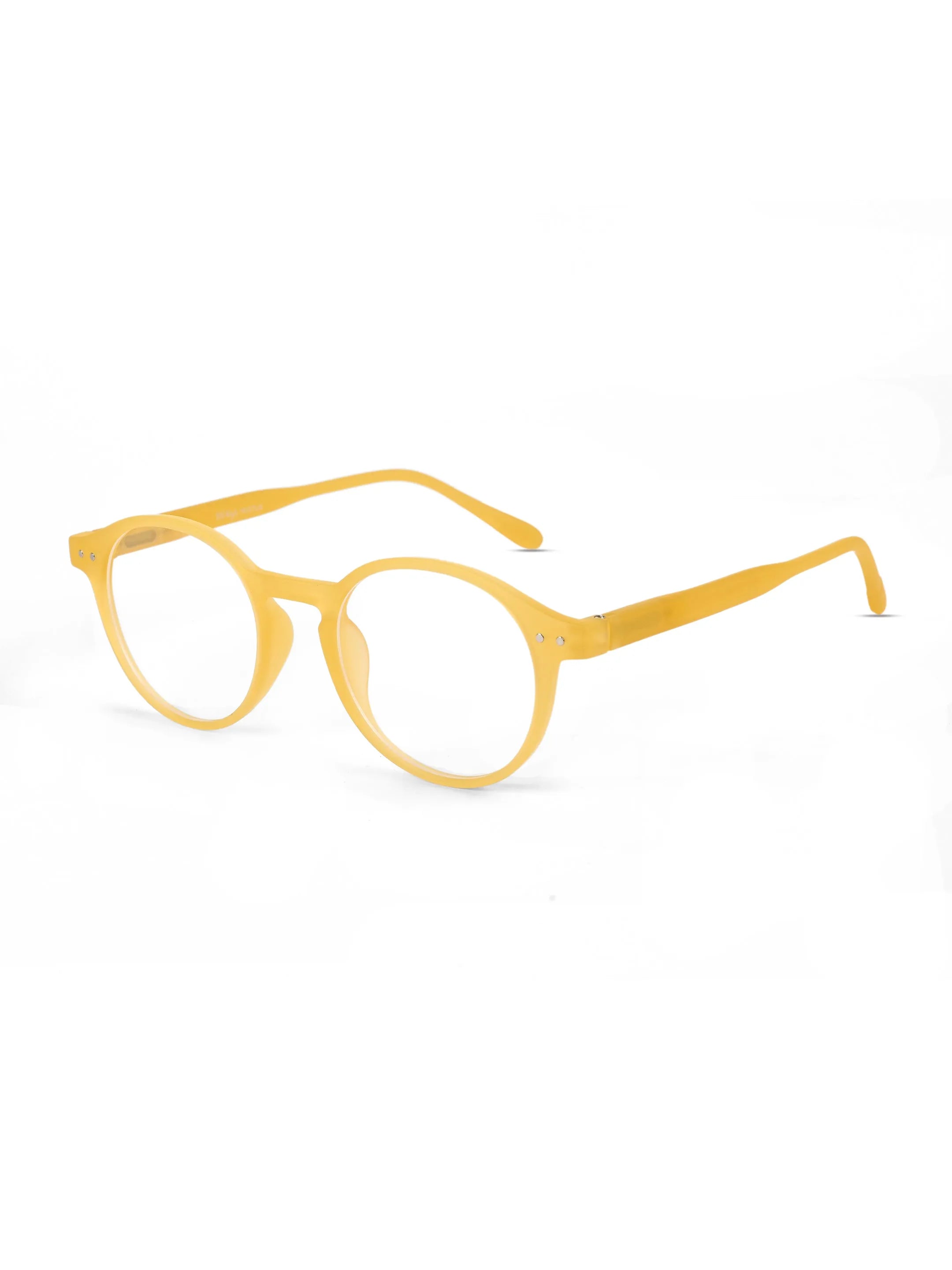 BluShield | Transparent Orange Medium Full Rim CIRCLE Computer Glasses for Men & Women [Blue Block]