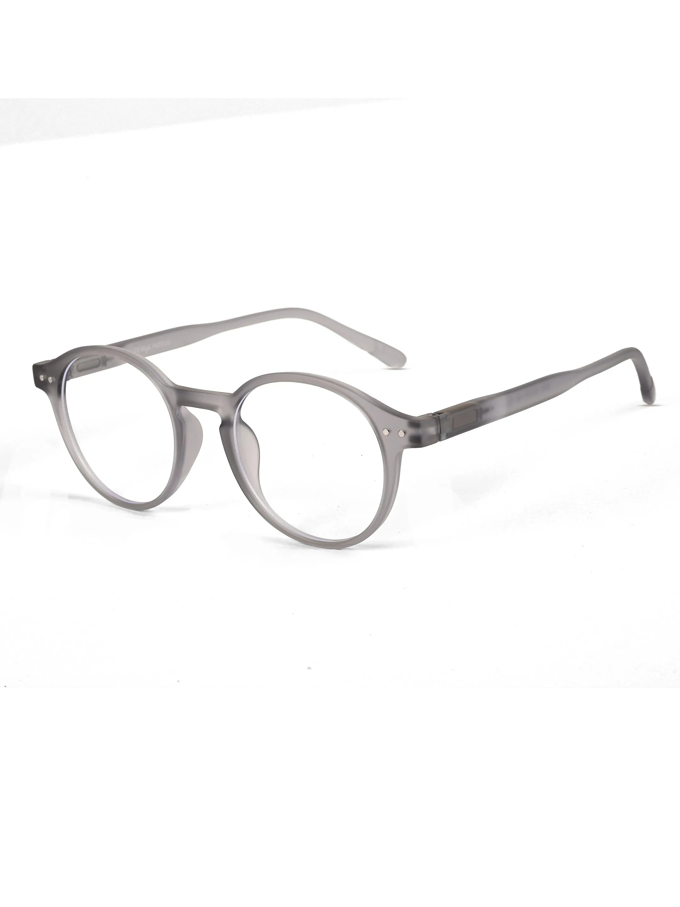 BluShield | Transparent Smoke Medium Full Rim CIRCLE Computer Glasses for Men & Women [Blue Block]