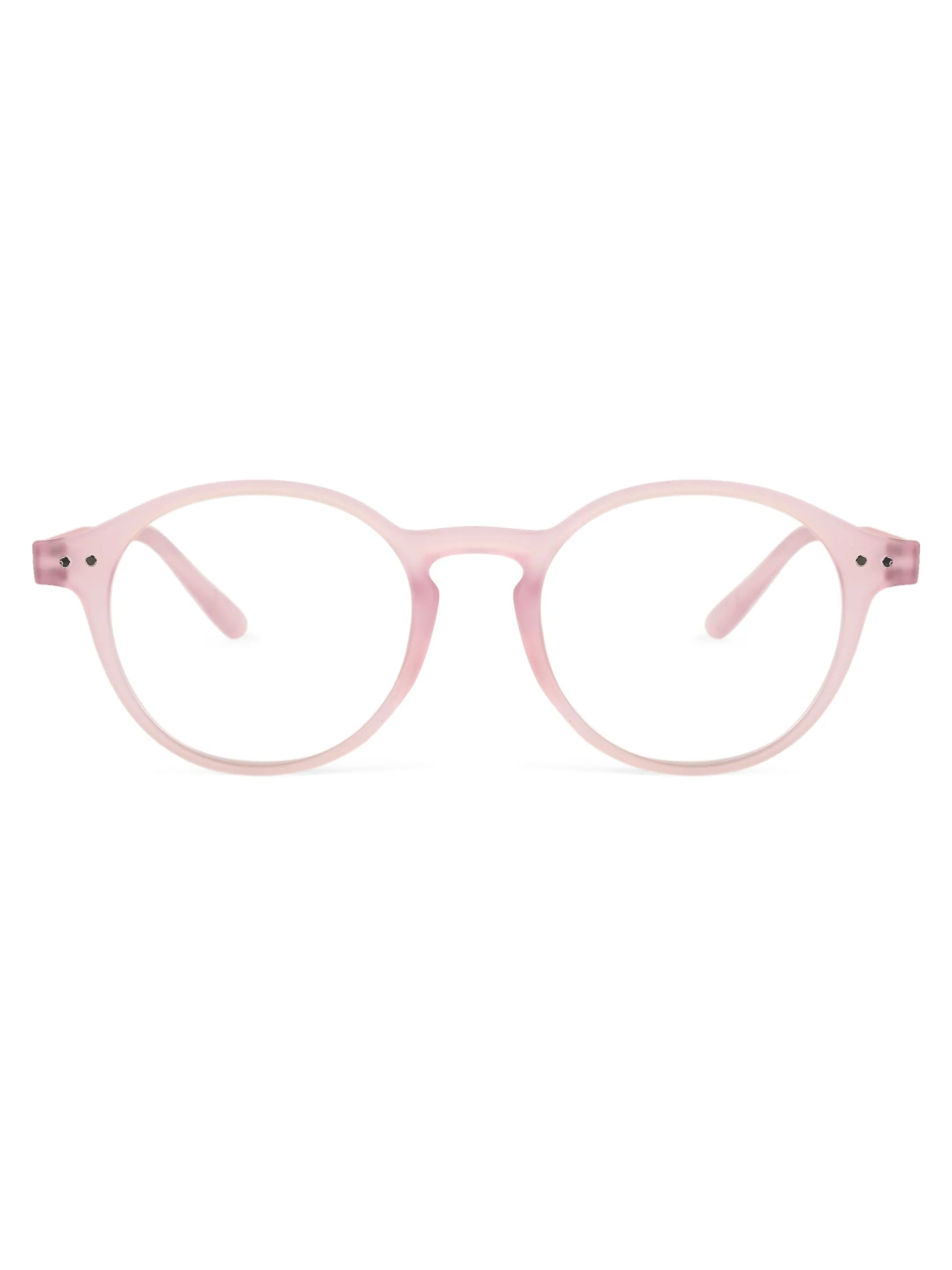 BluShield | Transparent Baby Pink Medium Full Rim CIRCLE Computer Glasses for Men & Women [Blue Block]