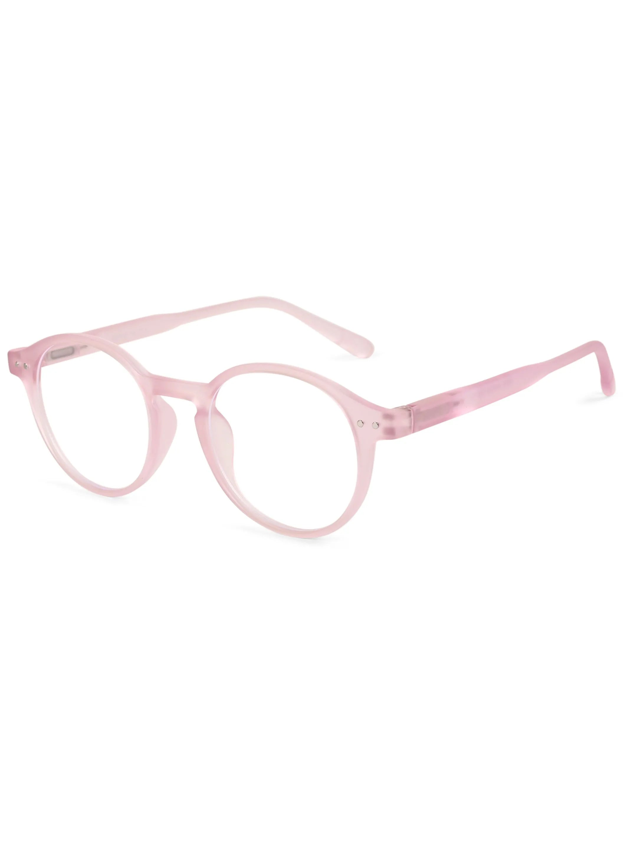 BluShield | Transparent Baby Pink Medium Full Rim CIRCLE Computer Glasses for Men & Women [Blue Block]
