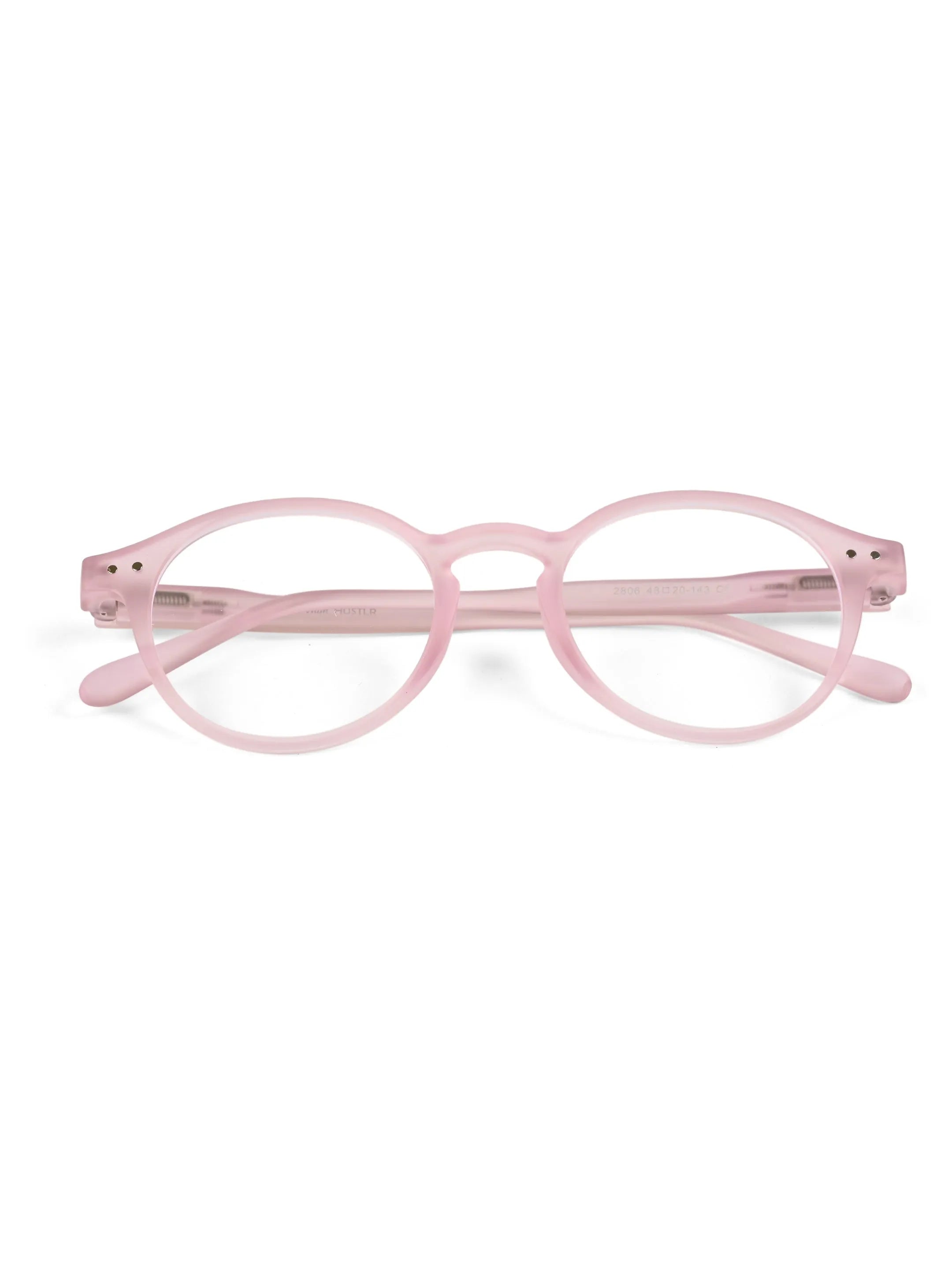 BluShield | Transparent Baby Pink Medium Full Rim CIRCLE Computer Glasses for Men & Women [Blue Block]