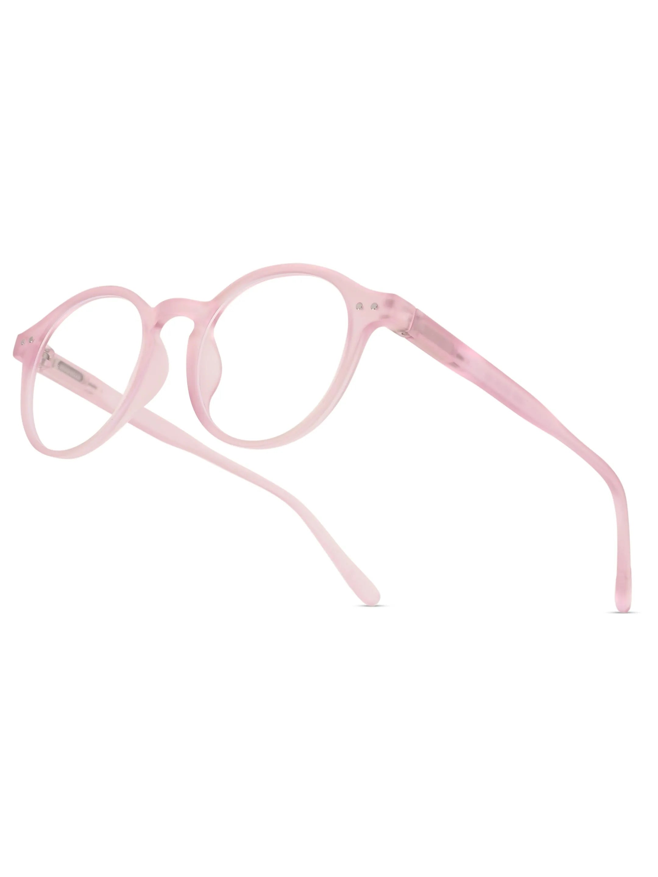 BluShield | Transparent Baby Pink Medium Full Rim CIRCLE Computer Glasses for Men & Women [Blue Block]